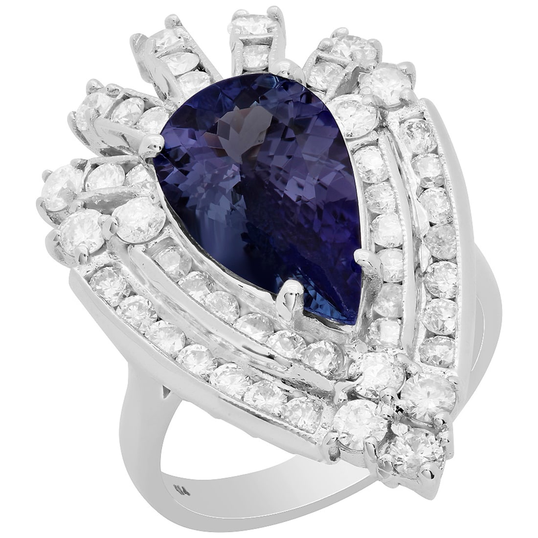 14k White Gold 3.45ct Tanzanite 1.94ct Diamond Ring: Retail: $8,625.00 ****** 14k White Gold 3.45ct Tanzanite 1.94ct Diamond Ring ****** Metal: 14K White Gold / Total Item Weight: 9.10 grams / Country Made: United States / / Main Stone: Tanzanite /