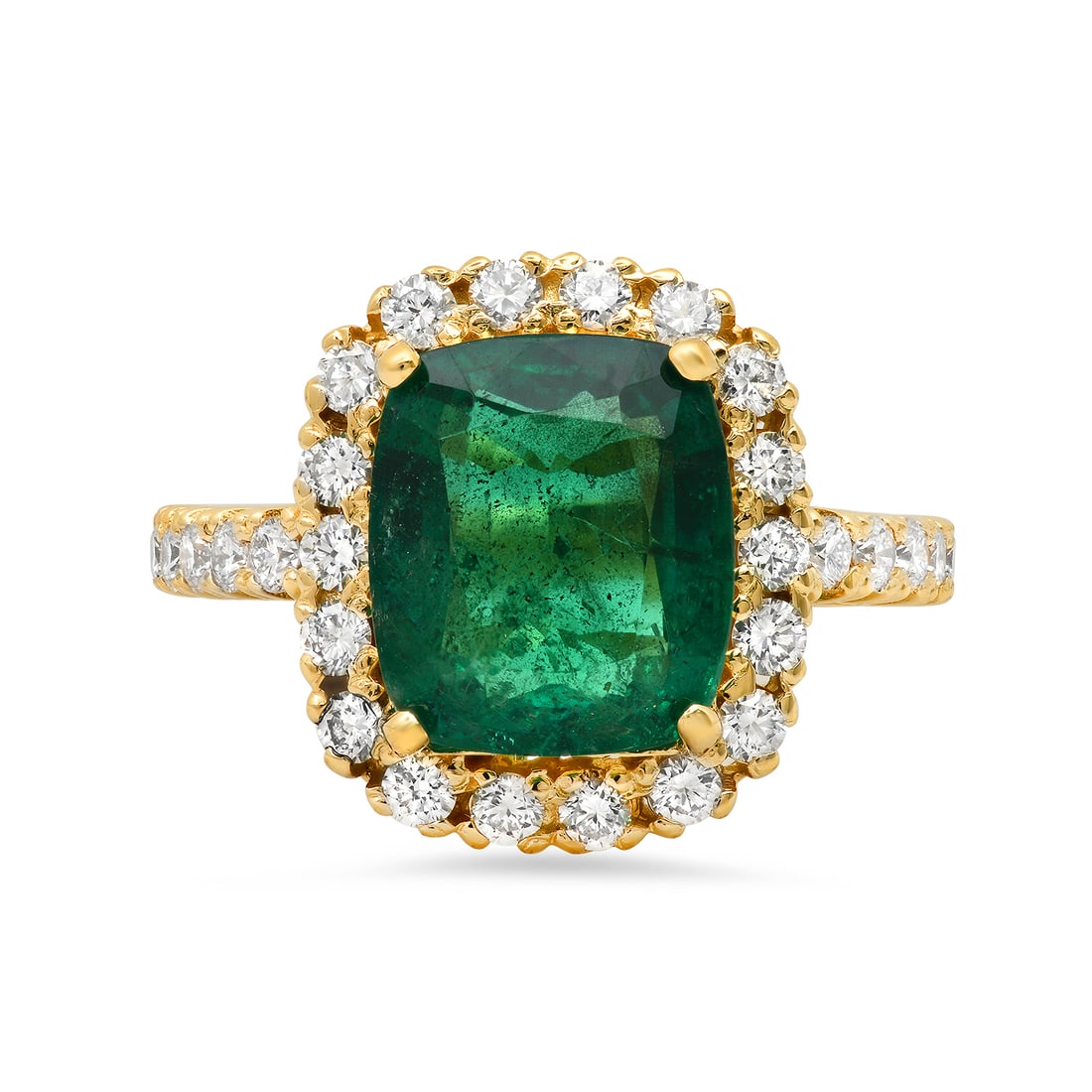 14K Yellow Gold 5.03ct Emerald and 1.00ct Diamond Ring: Retail: $21,500.00 ****** 14K Yellow Gold 5.03ct Emerald and 1.00ct Diamond Ring ****** Metal: 14K Yellow Gold / Total Item Weight: 7.5 Grams / Country Made: United States / / Main Stone: Emerald / Co