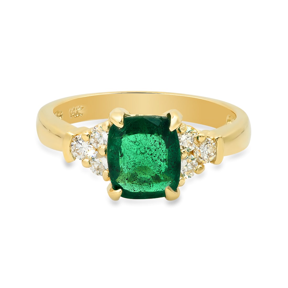14K Yellow Gold 1.48ct Emerald and 0.25ct Diamond Ring: Retail: $6,490.00 ****** 14K Yellow Gold 1.48ct Emerald and 0.25ct Diamond Ring ****** Metal: 14K Yellow Gold / Total Item Weight: 3.7 Grams / Country Made: United States / / Main Stone: Emerald /