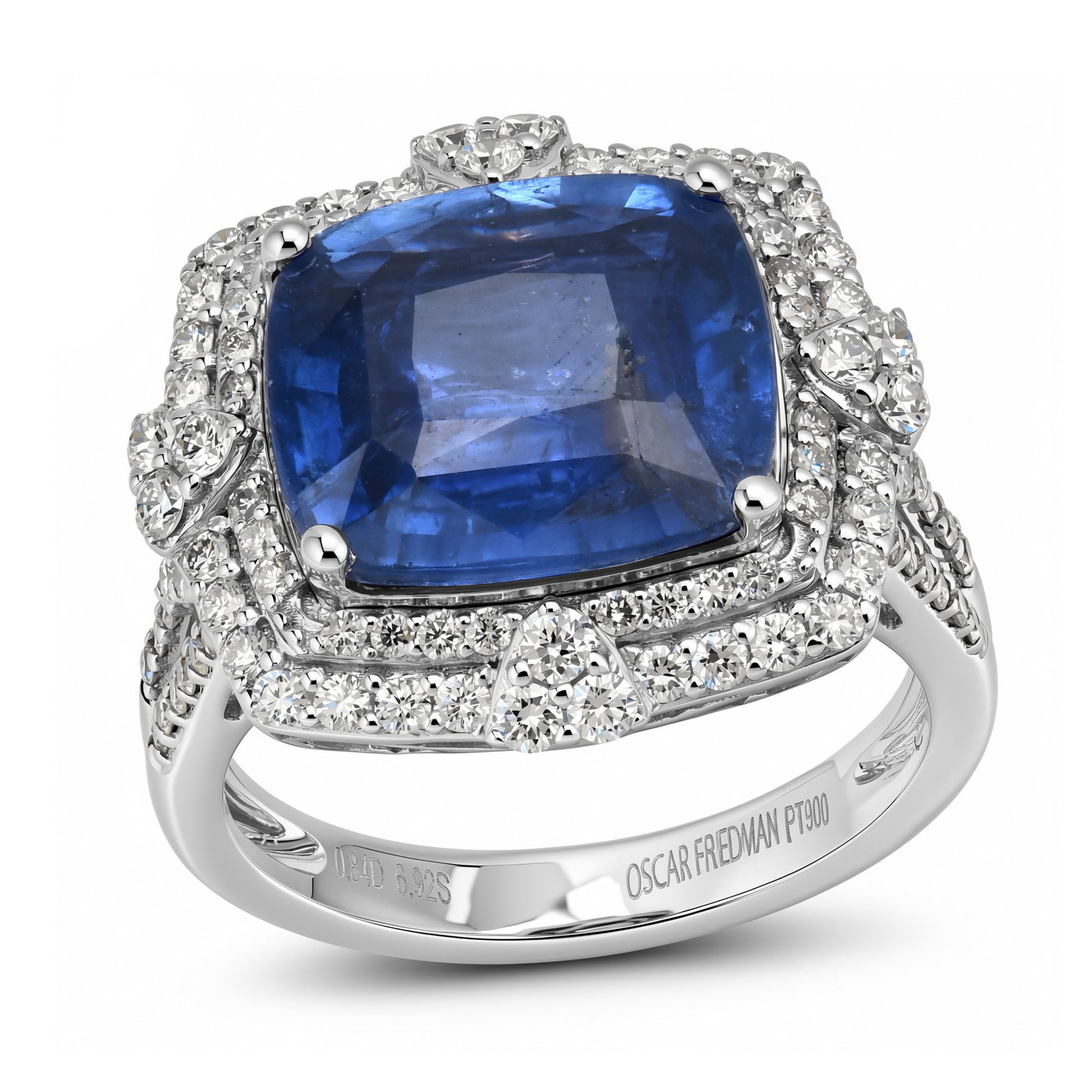 Platinum Ladies Ring with 6.92ct GIA Certified Sapphire and 0.84tcw Adjacent Diamonds: Retail: $43,860.00 ****** Platinum Ladies Ring with 6.92ct GIA Certified Sapphire and 0.84tcw Adjacent Diamonds ****** Size: 7 / Metal: Platinum / Total Item Weight: 11.3 Grams / Country Made: United 