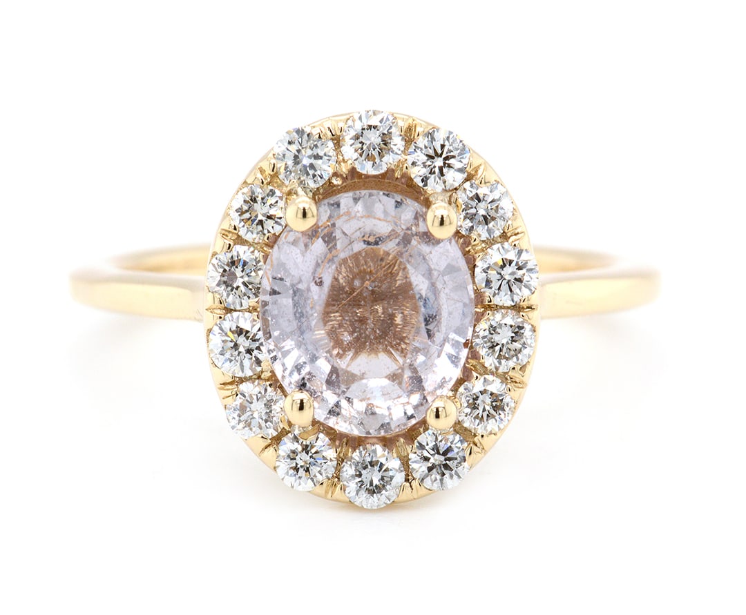 14K Yellow Gold Ladies Ring with 2.14ct GIA Certified Sapphire and 0.48tcw Adjacent Diamonds