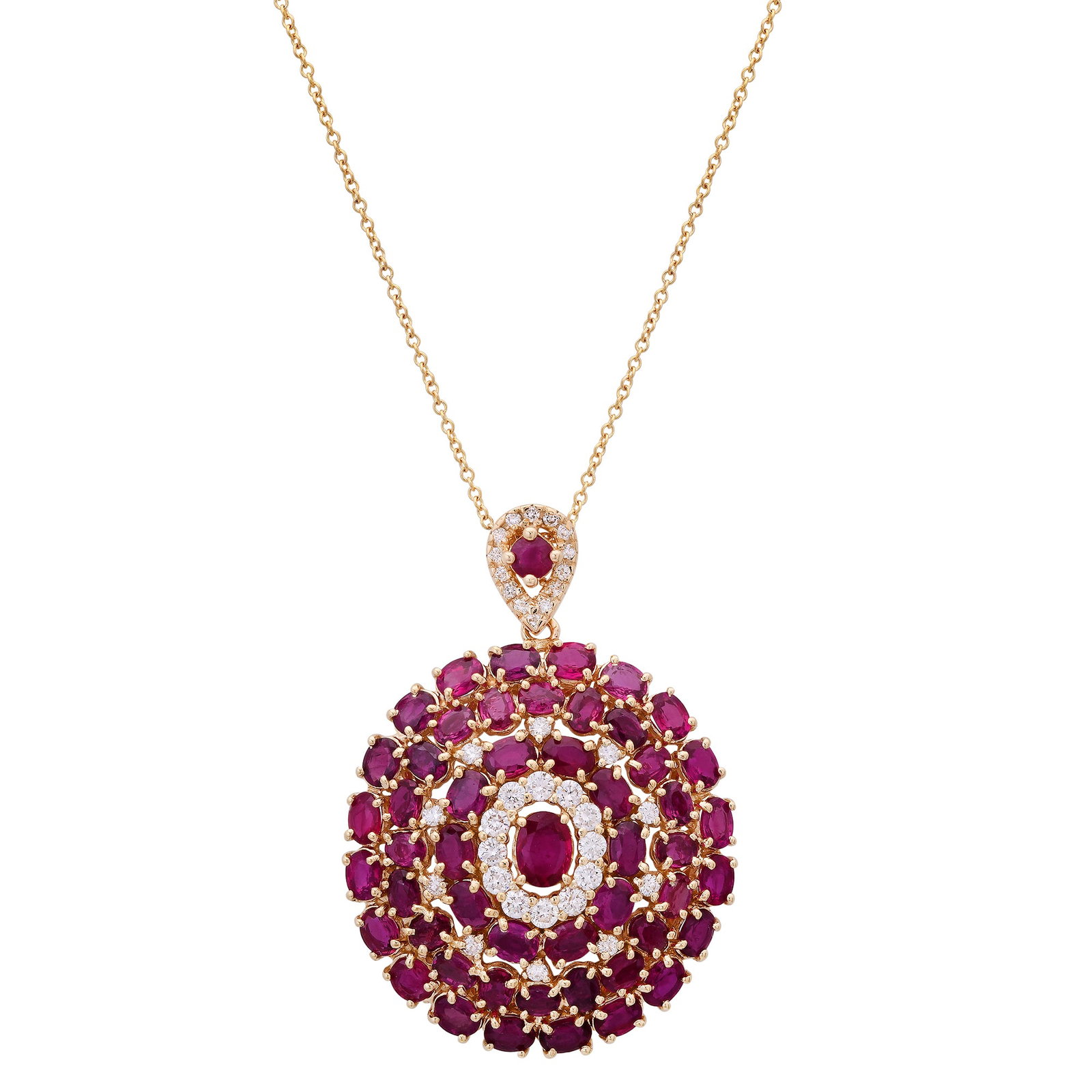 14K Yellow Gold with 8.22ct Ruby and 0.67ct Diamond Pendant: Retail: $15,130.00 ****** 14K Yellow Gold with 8.22ct Ruby and 0.67ct Diamond Pendant ****** Size: 18 / Metal: 14K Yellow Gold / Total Item Weight: 9.1 Grams / Country Made: United States / / Main Sto