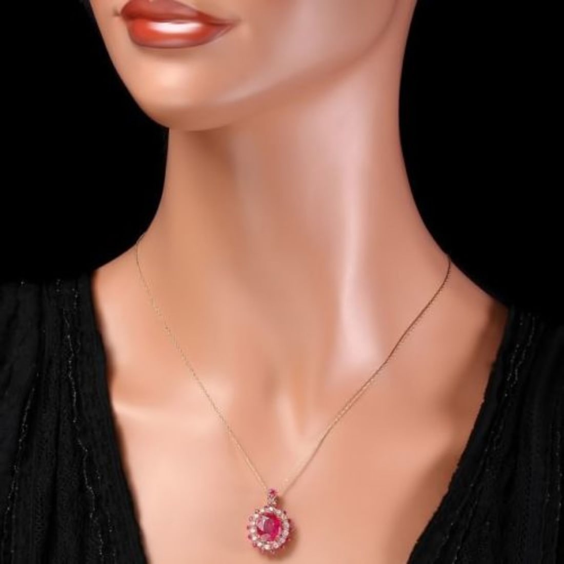 14K Gold 4.82ct Ruby 0.36ct Diamond Pendant - 4