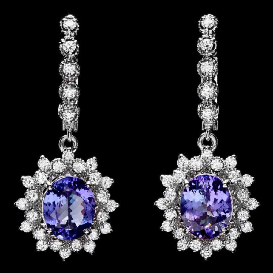14K White Gold 4.76ct Tanzanite and 1.62ct Diamond Earrings: Retail: $9,766.00 ****** 14K White Gold 4.76ct Tanzanite and 1.62ct Diamond Earrings ****** Metal: 14K White Gold / Total Item Weight: 7.5 Grams / Country Made: United States / / Main Stone: