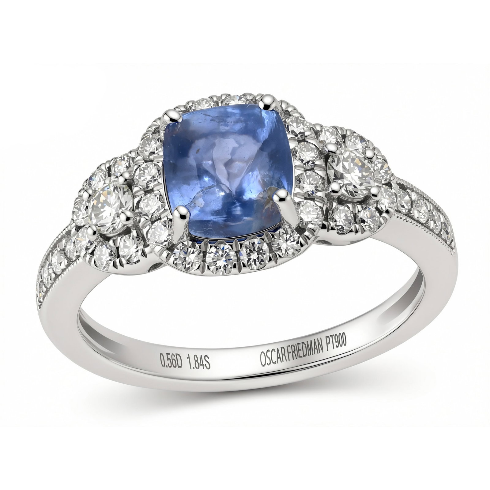 Platinum Ladies Ring with 1.85ct GIA Certified Sapphire and 0.56tcw Adjacent Diamonds: Retail: $15,790.00 ****** Platinum Ladies Ring with 1.85ct GIA Certified Sapphire and 0.56tcw Adjacent Diamonds ****** Size: 7 / Metal: Platinum / Total Item Weight: 5.3 Grams / Country Made: United S