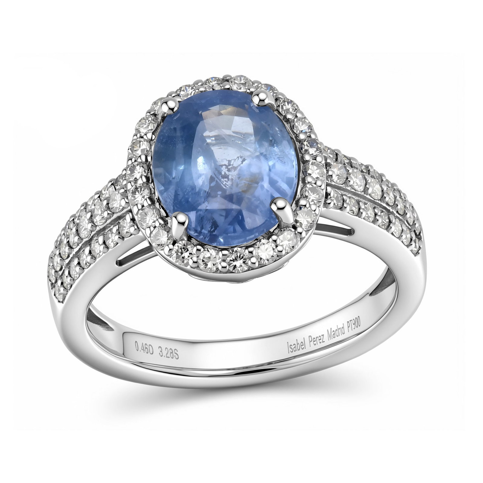 Platinum Ladies Ring with 3.28ct GIA Certified Sapphire and 0.46tcw Adjacent Diamonds: Retail: $22,970.00 ****** Platinum Ladies Ring with 3.28ct GIA Certified Sapphire and 0.46tcw Adjacent Diamonds ****** Size: 7 / Metal: Platinum / Total Item Weight: 6.1 Grams / Country Made: United S
