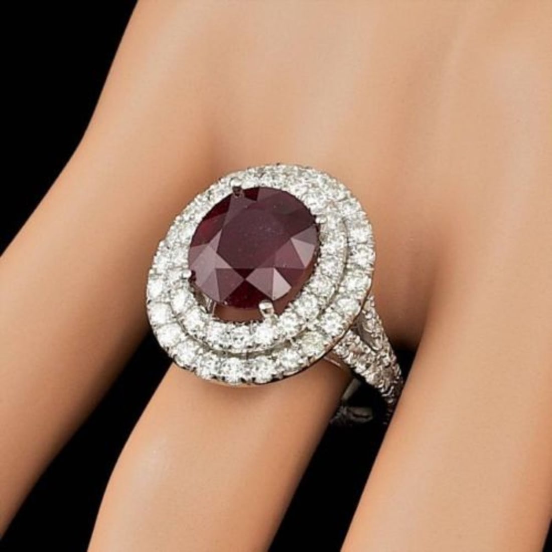 14K White Gold 5.67ct Ruby and 2.12ct Diamond Ring - 4