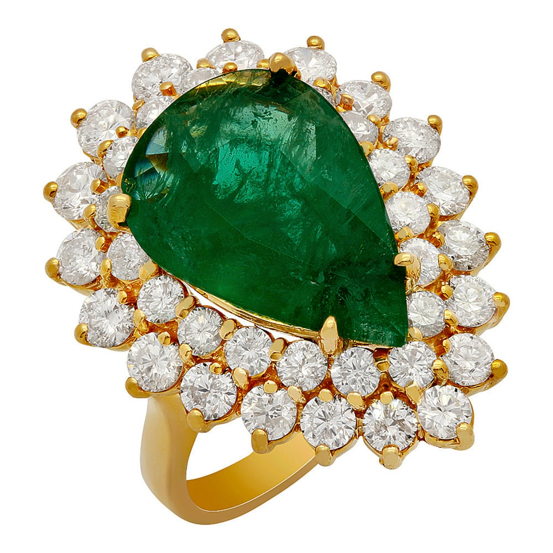 14k Yellow Gold 5.30ct Emerald 2.71ct Diamond Ring: Retail: $13,725.00 ****** 14k Yellow Gold 5.30ct Emerald 2.71ct Diamond Ring ****** Metal: 14K Yellow Gold / Total Item Weight: 11.10 grams / Country Made: United States / / Main Stone: Emerald / Colo