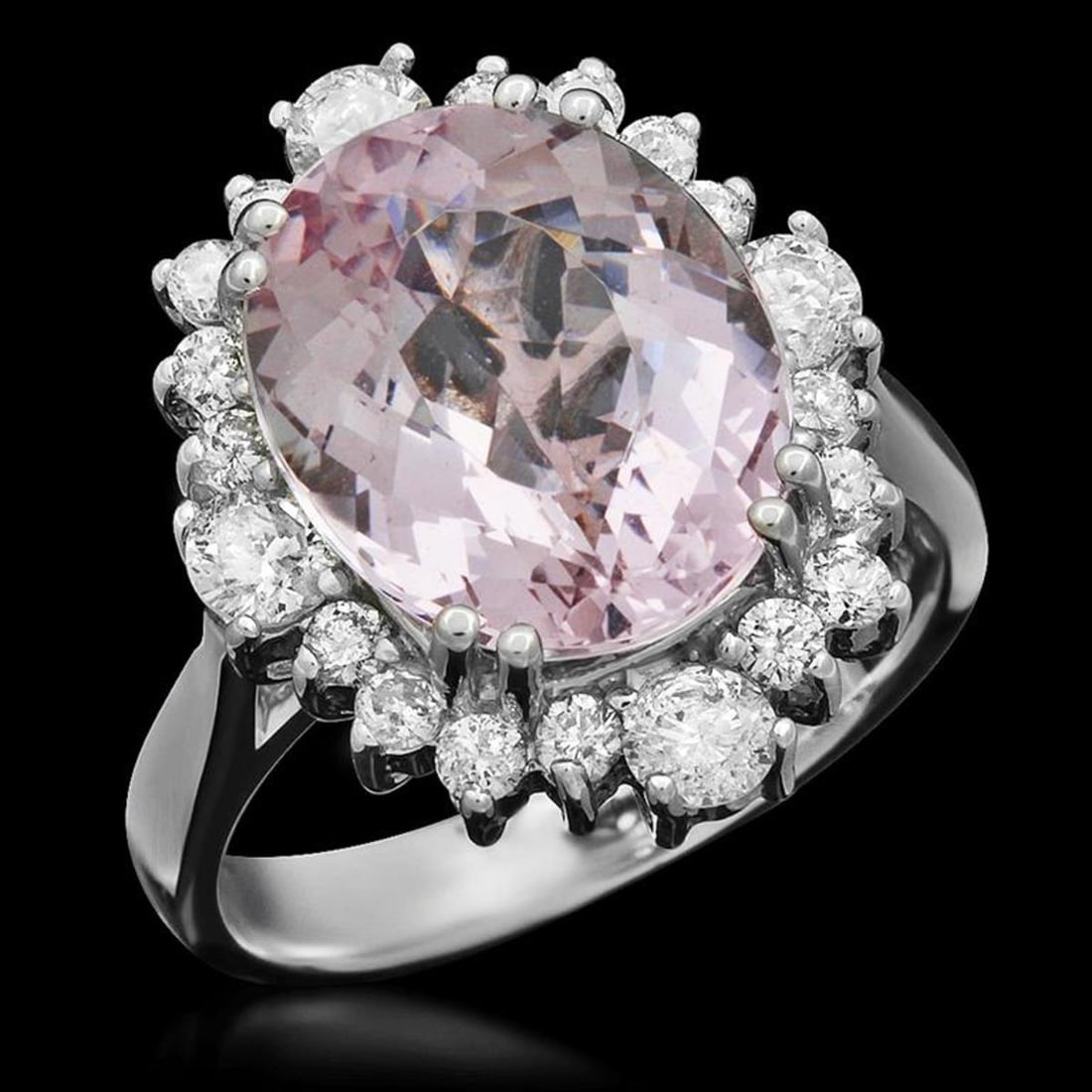 14K White Gold 5.43ct Morganite and 1.13ct Diamond Ring: Retail: $7,940.00 ****** 14K White Gold 5.43ct Morganite and 1.13ct Diamond Ring ****** Metal: 14K White Gold / Total Item Weight: 6.6 Grams / Country Made: United States / / Main Stone: Morganite /