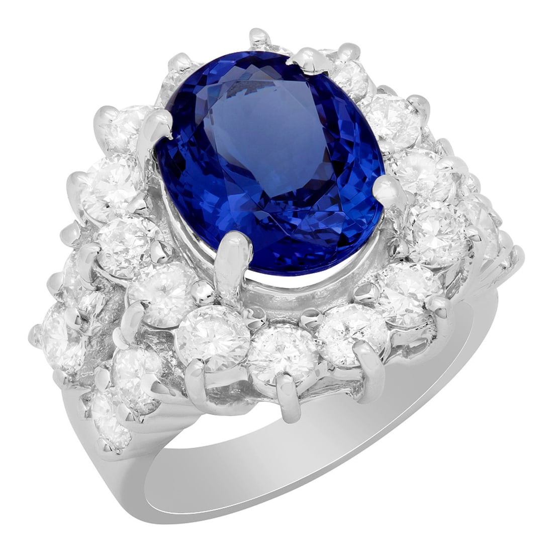 14k White Gold 5.49ct Tanzanite 3.12ct Diamond Ring: Retail: $13,725.00 ****** 14k White Gold 5.49ct Tanzanite 3.12ct Diamond Ring ****** Metal: 14K White Gold / Total Item Weight: 12.80 grams / Country Made: United States / / Main Stone: Tanzanite /