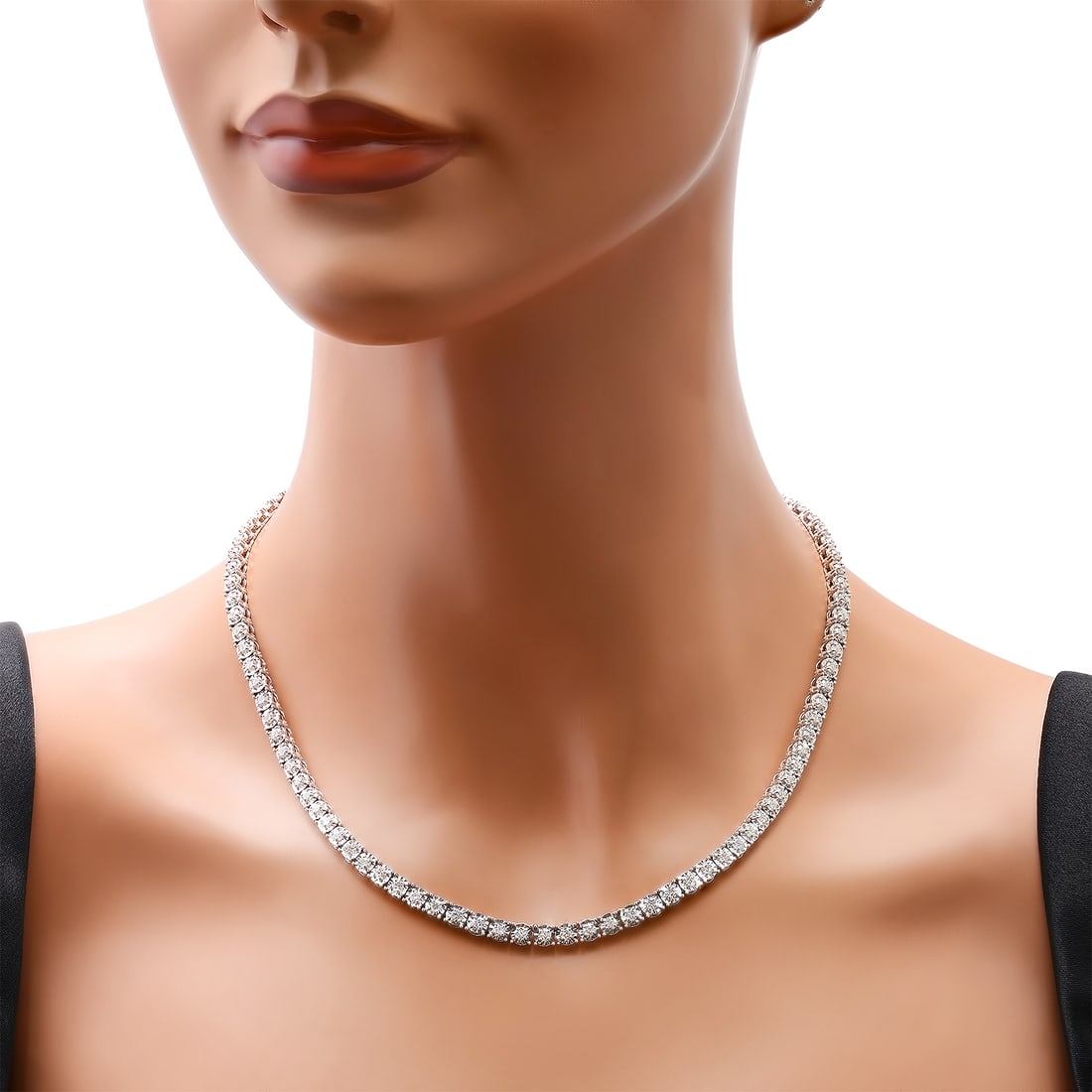 14K White Gold Setting with 7.15ct Diamond Necklace - 2