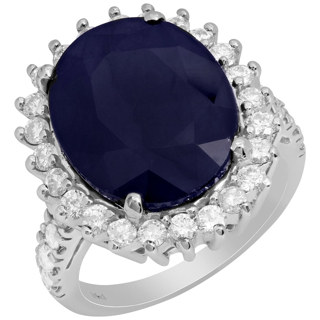 14k White Gold 11.91ct Sapphire 1.08ct Diamond Ring: Retail: $9,200.00 ****** 14k White Gold 11.91ct Sapphire 1.08ct Diamond Ring ****** Metal: 14K White Gold / Total Item Weight: 5.70 grams / Country Made: United States / / Main Stone: Sapphire /