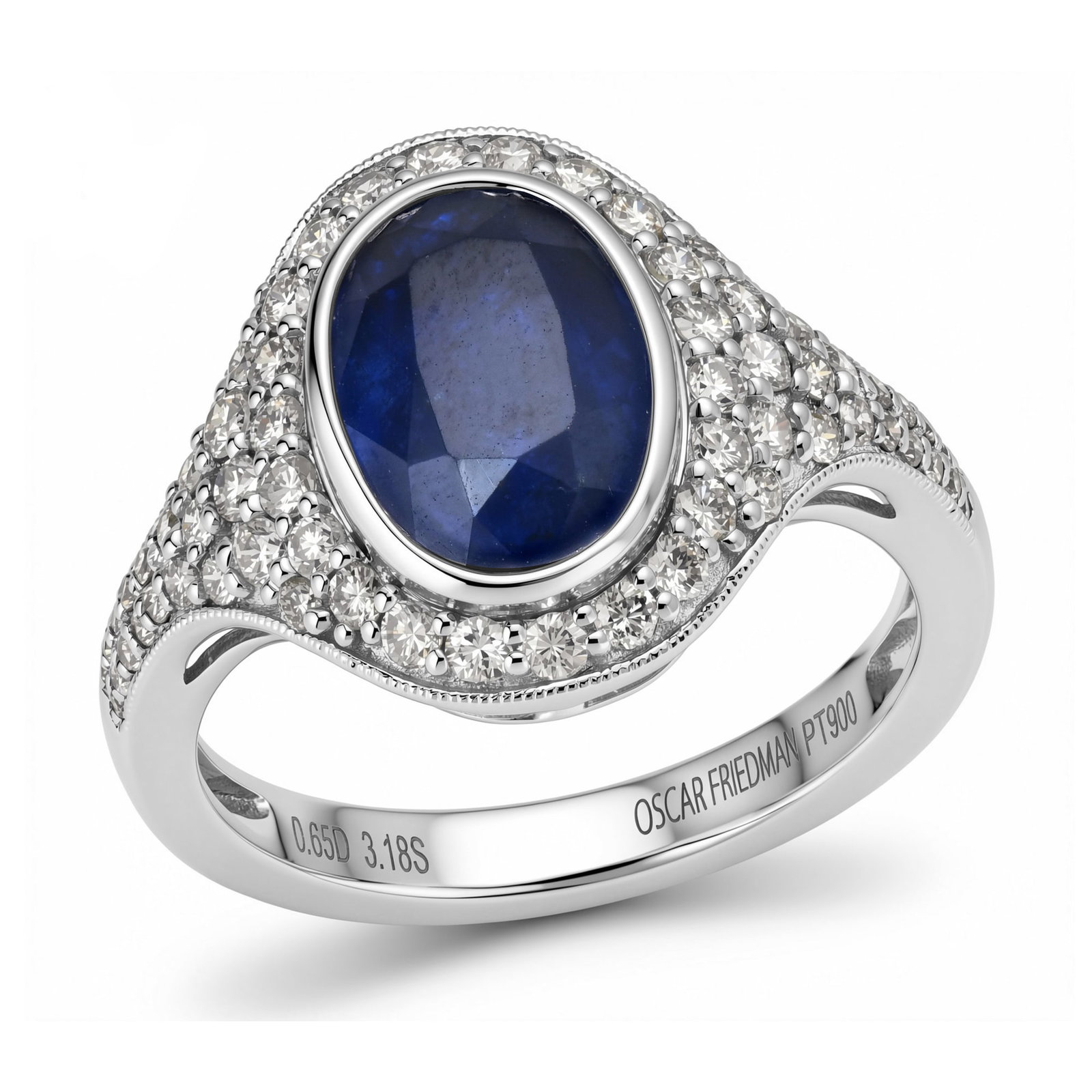 Platinum Ladies Ring with 3.64 GIA Certified Sapphire and 0.65tcw Adjacent Diamonds