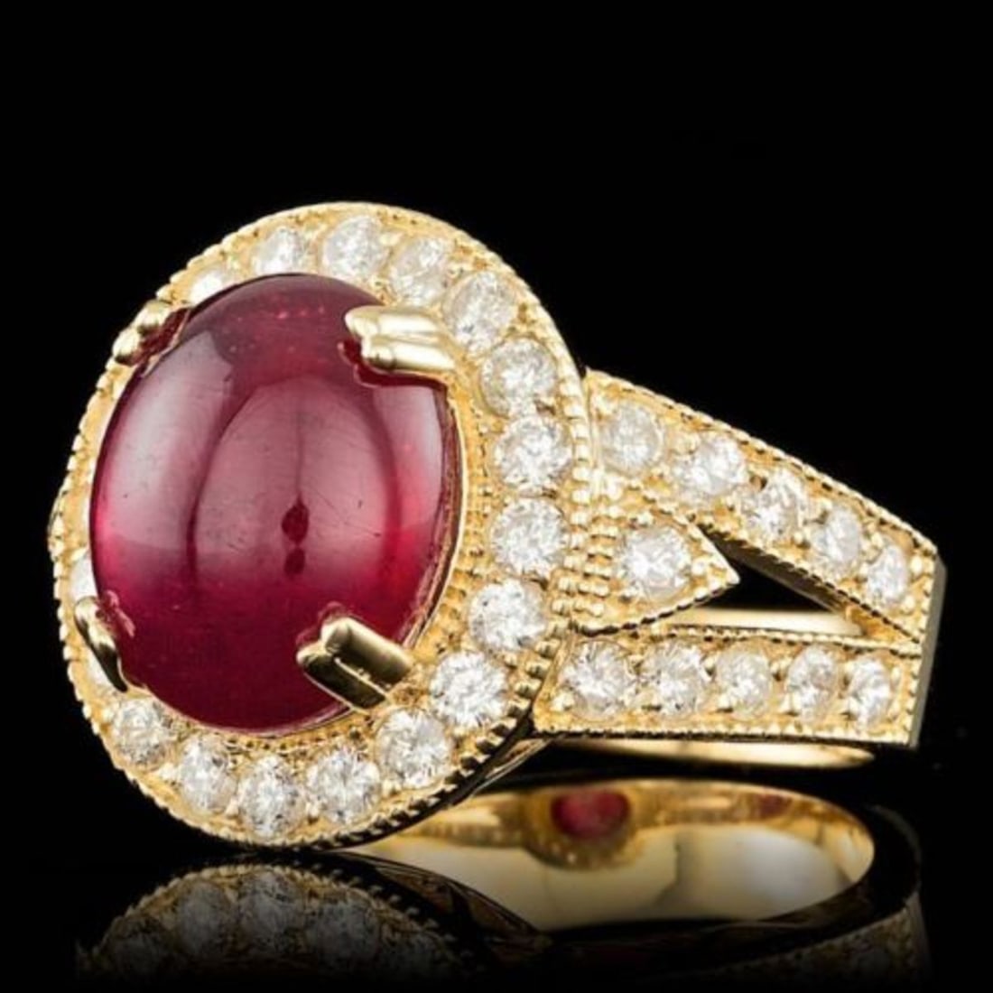14K Yellow Gold 8.11ct Ruby and 1.59ct Diamond Ring - 2