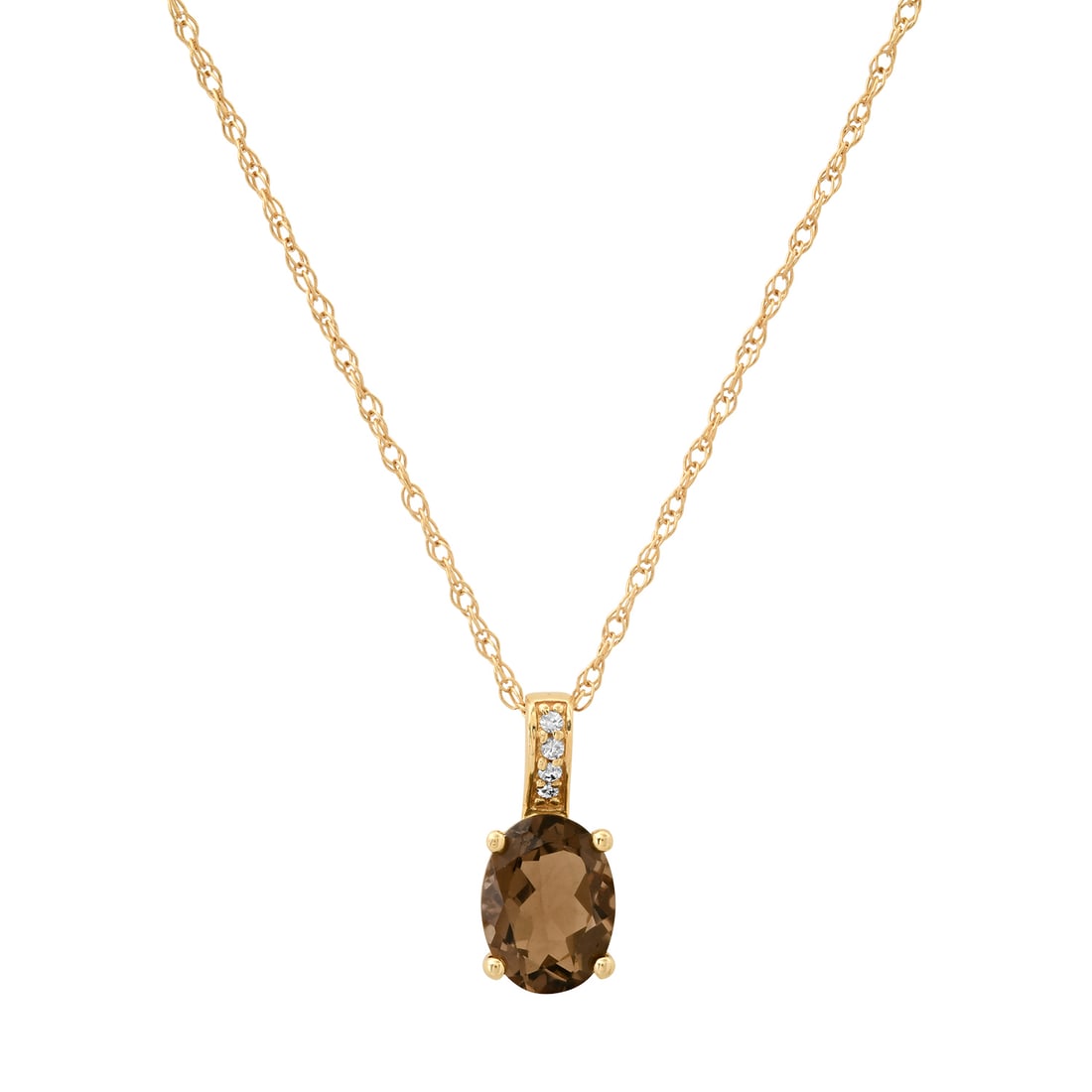 14K Yellow Gold Setting with 1.24ct Smokey Quartz and 0.08ct Diamond LALI Designor Pendant: Retail: $2,527.00 ****** 14K Yellow Gold Setting with 1.24ct Smokey Quartz and 0.08ct Diamond LALI Designor Pendant ****** Size: 18 / Metal: 14K Yellow Gold / Total Item Weight: 1.7 Grams / Country Ma