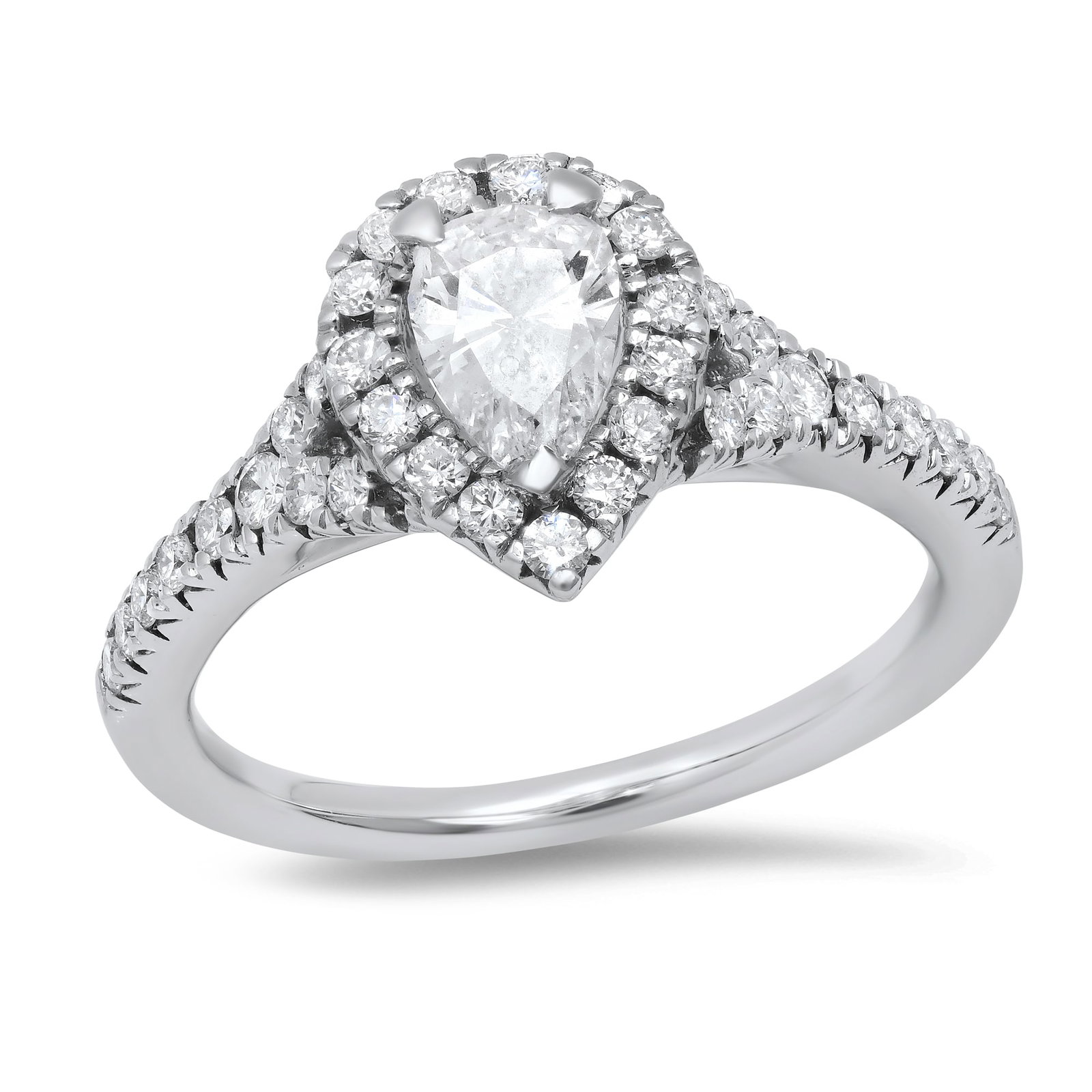 14K White Gold Ladies Ring with 0.55ct Center Diamond and 0.56ct Adjacent Diamonds