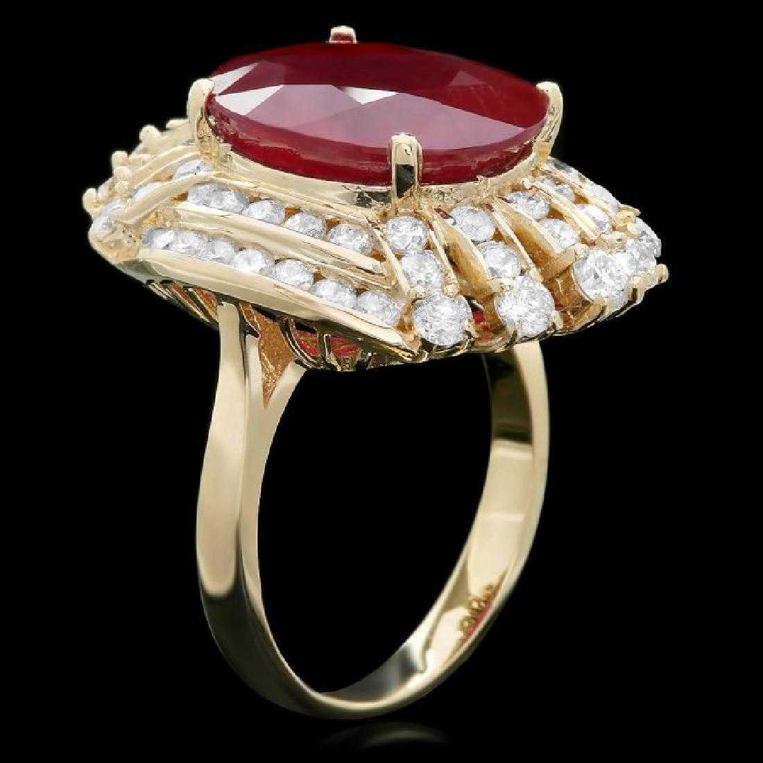 14K Yellow Gold 9.89ct Ruby and 1.93ct Diamond Ring - 2