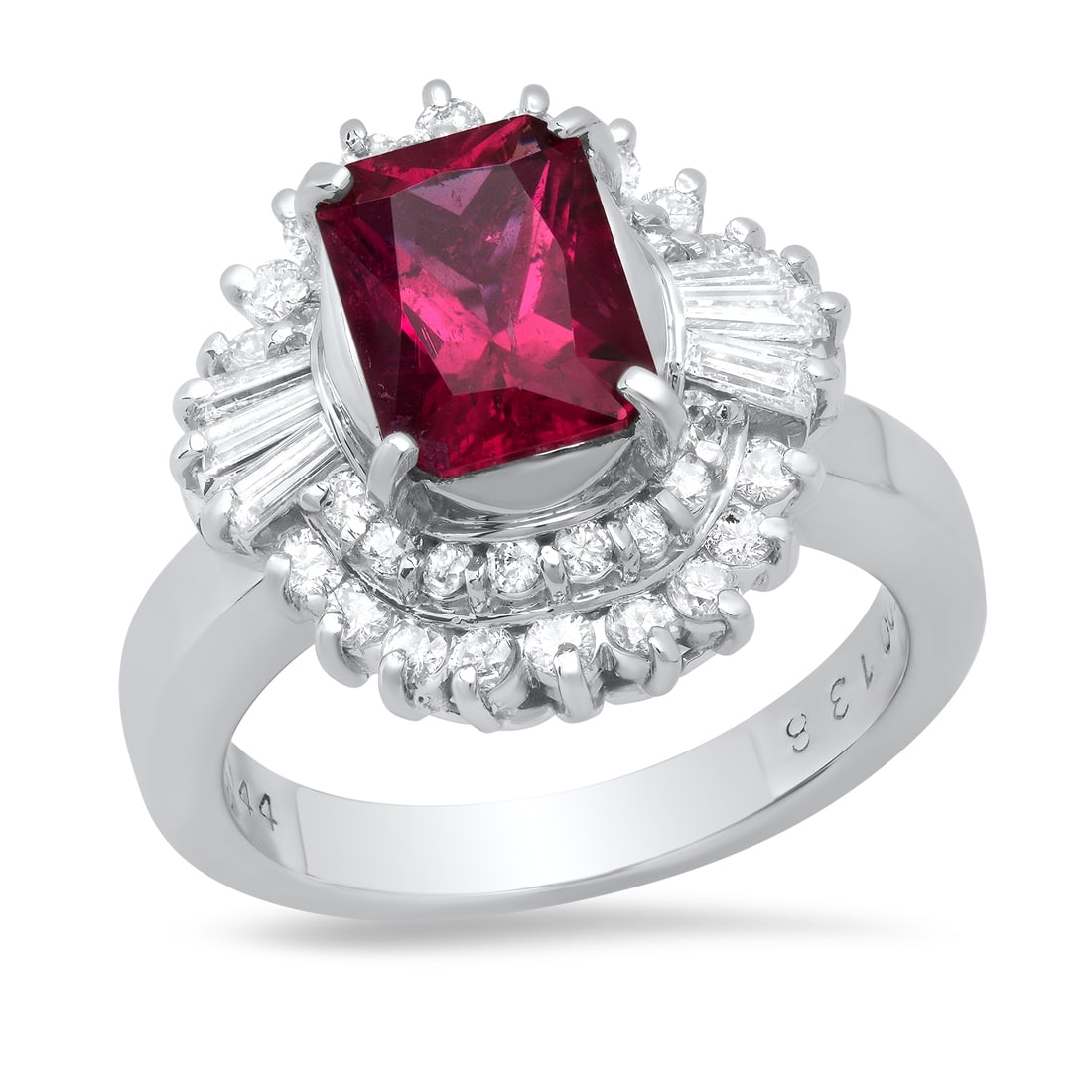 Platnum Setting with 1.54ct Tourmaline and 0.66ct Diamond Ring: Retail: $7,270.00 ****** Platnum Setting with 1.54ct Tourmaline and 0.66ct Diamond Ring ****** Size: 4.5 / Metal: Platnum / Total Item Weight: 10.2 Grams / Country Made: United States / / Main Stone: