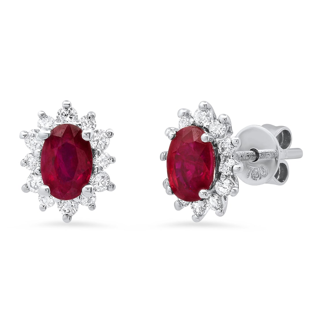 18K White Gold Setting with 1.34ct Ruby and 0.38ct Diamond Earrings: Retail: $3,788.00 ****** 18K White Gold Setting with 1.34ct Ruby and 0.38ct Diamond Earrings ****** Metal: 18K White Gold / Total Item Weight: 1.7 Grams / Country Made: United States / / Main Stone: