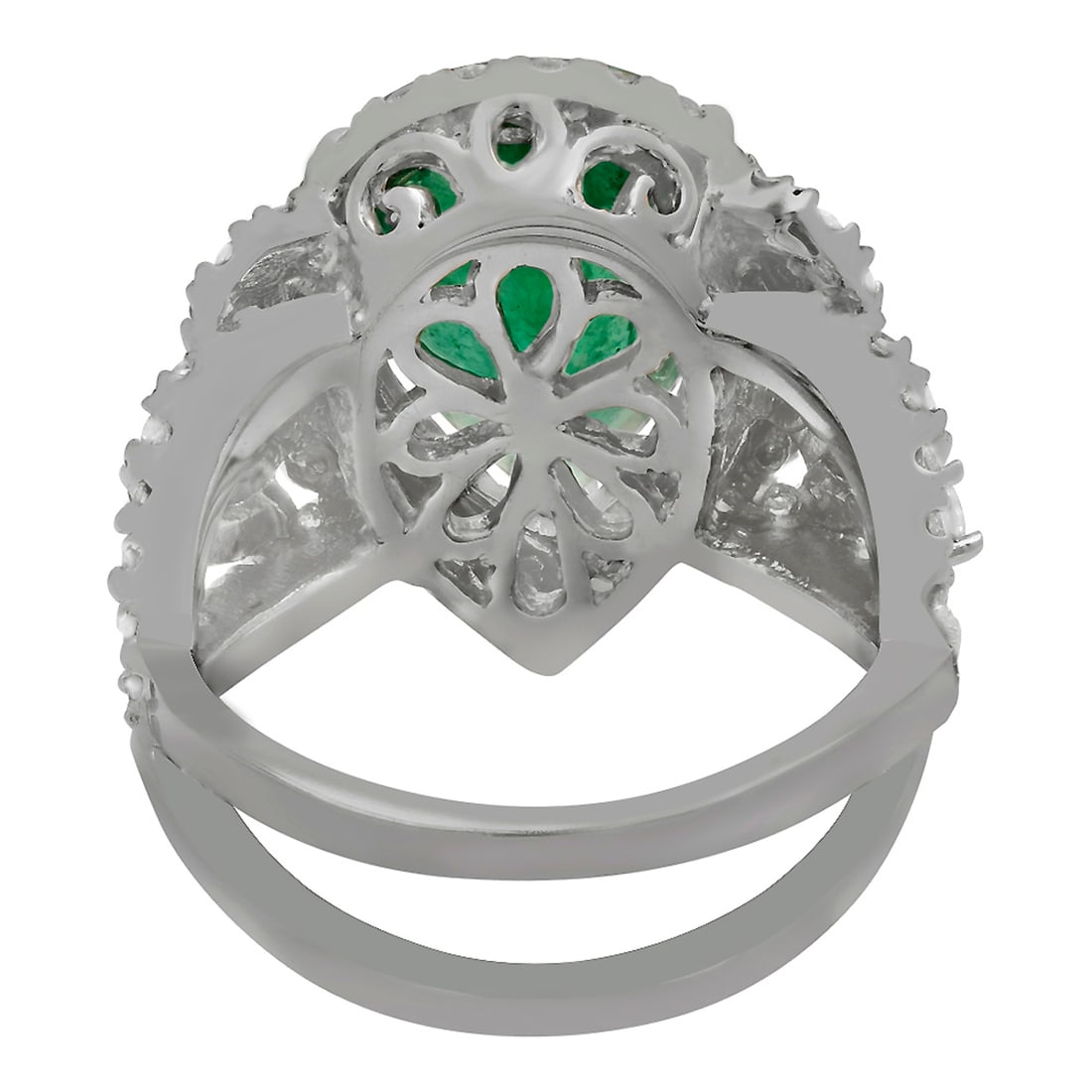 14k White Gold 4.39ct Emerald 1.21ct Diamond Ring - 4