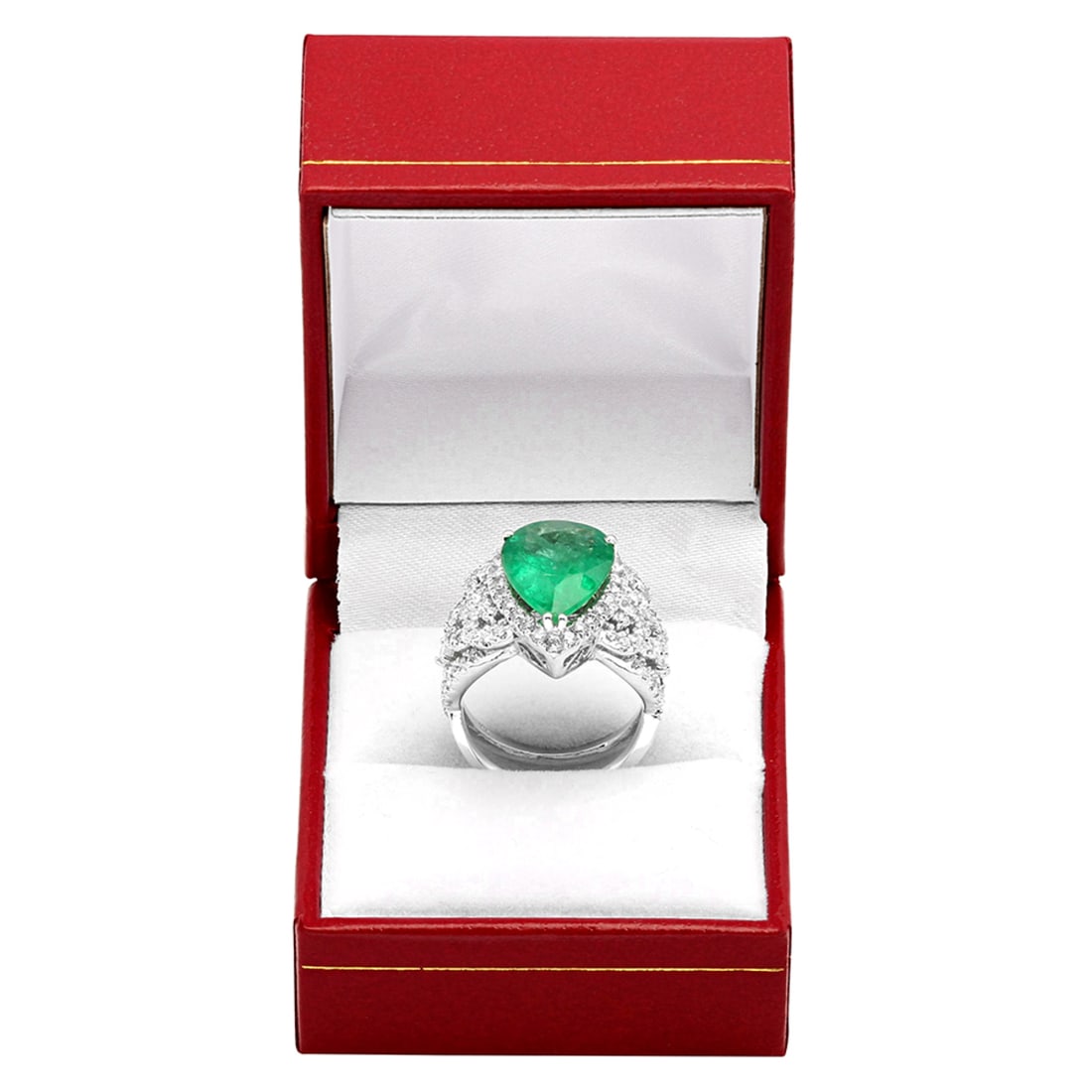 14k White Gold 4.39ct Emerald 1.21ct Diamond Ring - 5