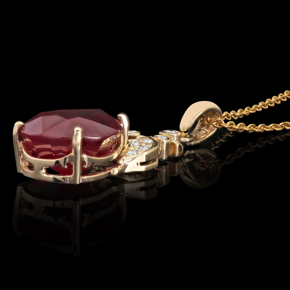 14k Yellow Gold 7.89ct Ruby 0.41ct Diamond Pendant - 2