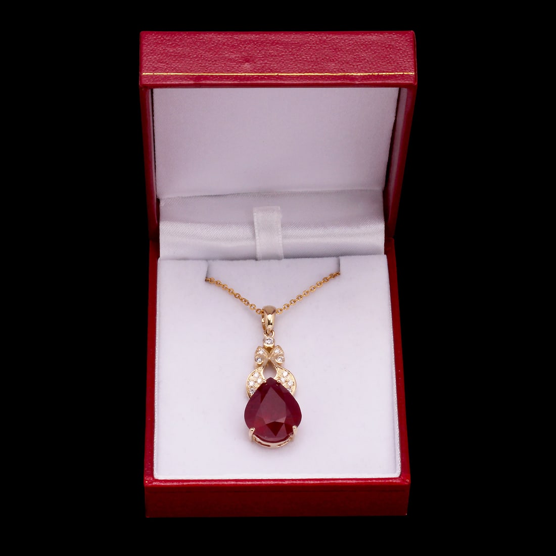 14k Yellow Gold 7.89ct Ruby 0.41ct Diamond Pendant - 3