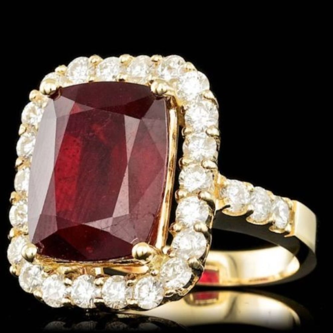 14K Yellow Gold 11.69ct Ruby and 1.88ct Diamond Ring - 2