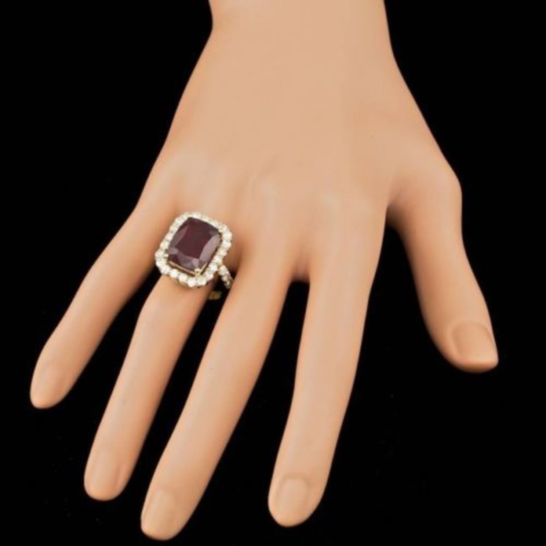 14K Yellow Gold 11.69ct Ruby and 1.88ct Diamond Ring - 3