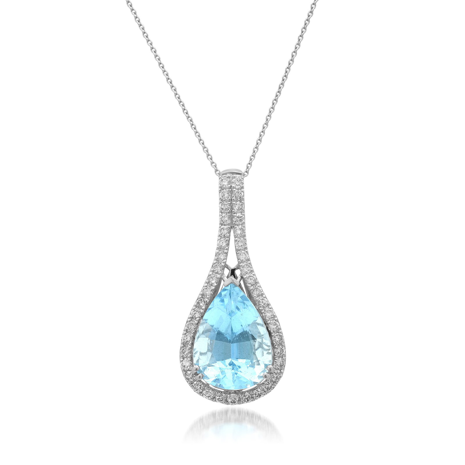 Platinum Ladies Necklace with 7.94ct GIA Certified Aquamarine and 1.02tcw Adjacent Diamonds: Retail: $24,390.00 ****** Platinum Ladies Necklace with 7.94ct GIA Certified Aquamarine and 1.02tcw Adjacent Diamonds ****** Size: 1.5 long 5/8" Wide 18" Chain / Metal: Platinum / Total Item Weight: