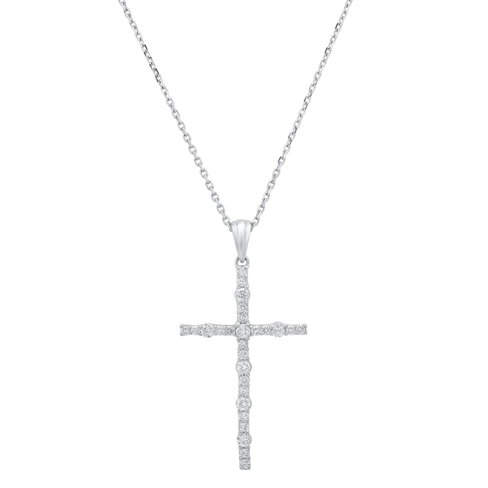 18K White Gold Cross Pendant with 0.72tcw Diamonds