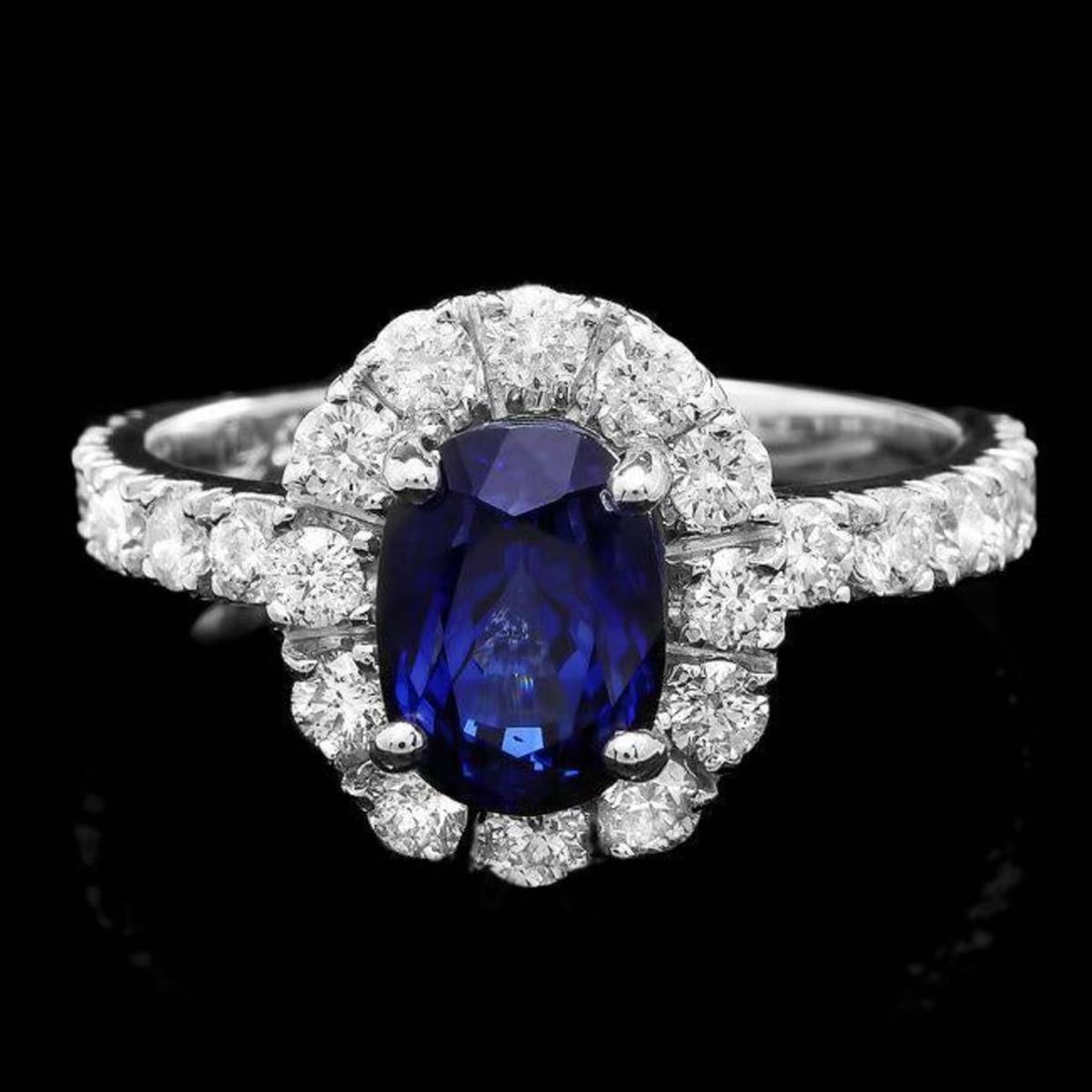 14K White Gold 2.28ct Sapphire and 0.96ct Diamond Ring: Retail: $5,372.00 ****** 14K White Gold 2.28ct Sapphire and 0.96ct Diamond Ring ****** Metal: 14K White Gold / Total Item Weight: 4.2 Grams / Country Made: United States / / Main Stone: Sapphire /