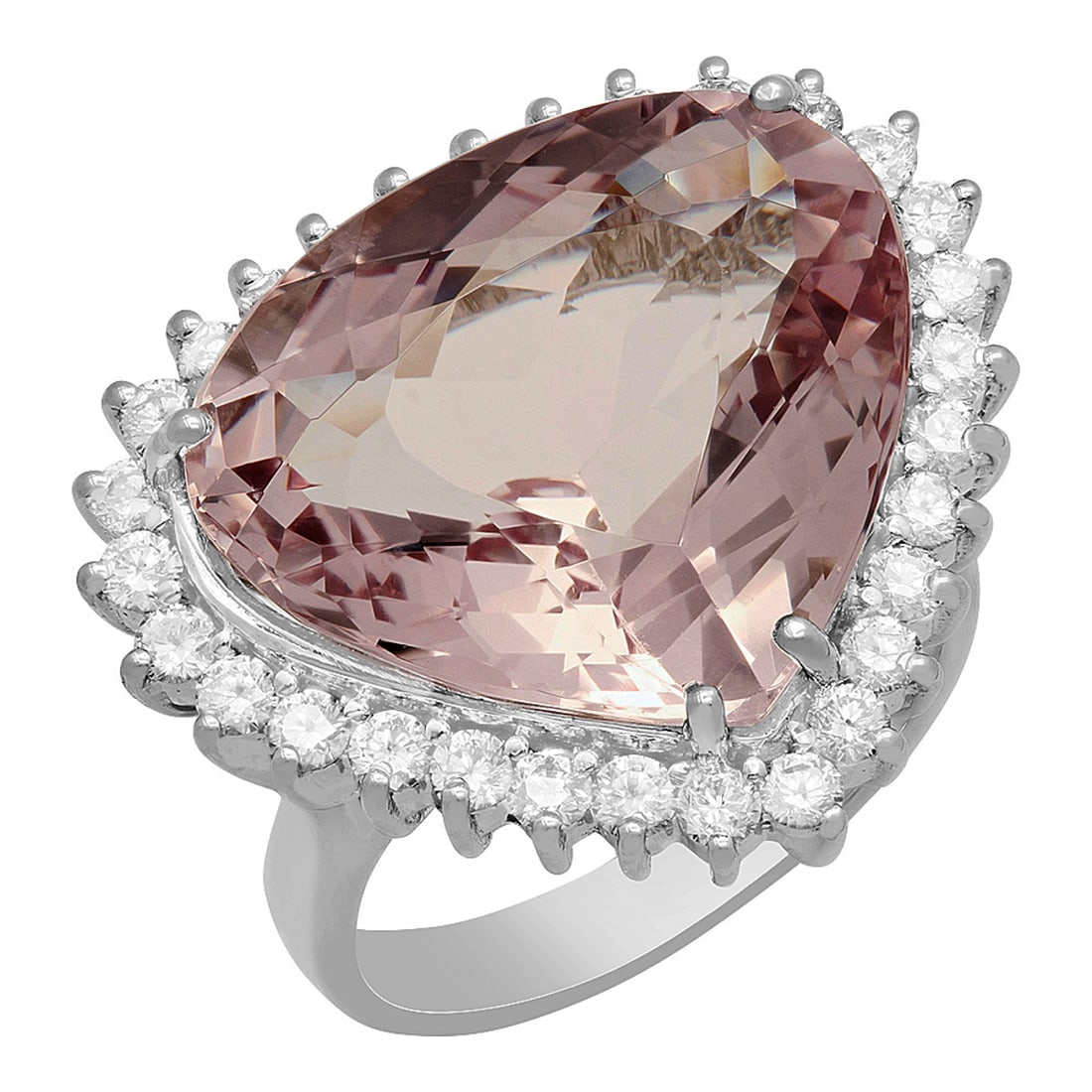14k White Gold 14.62ct Kunzite 1.08ct Diamond Ring: Retail: $12,100.00 ****** 14k White Gold 14.62ct Kunzite 1.08ct Diamond Ring ****** Metal: 14K White Gold / Total Item Weight: 10.80 grams / Country Made: United States / / Main Stone: Kunzite / Color