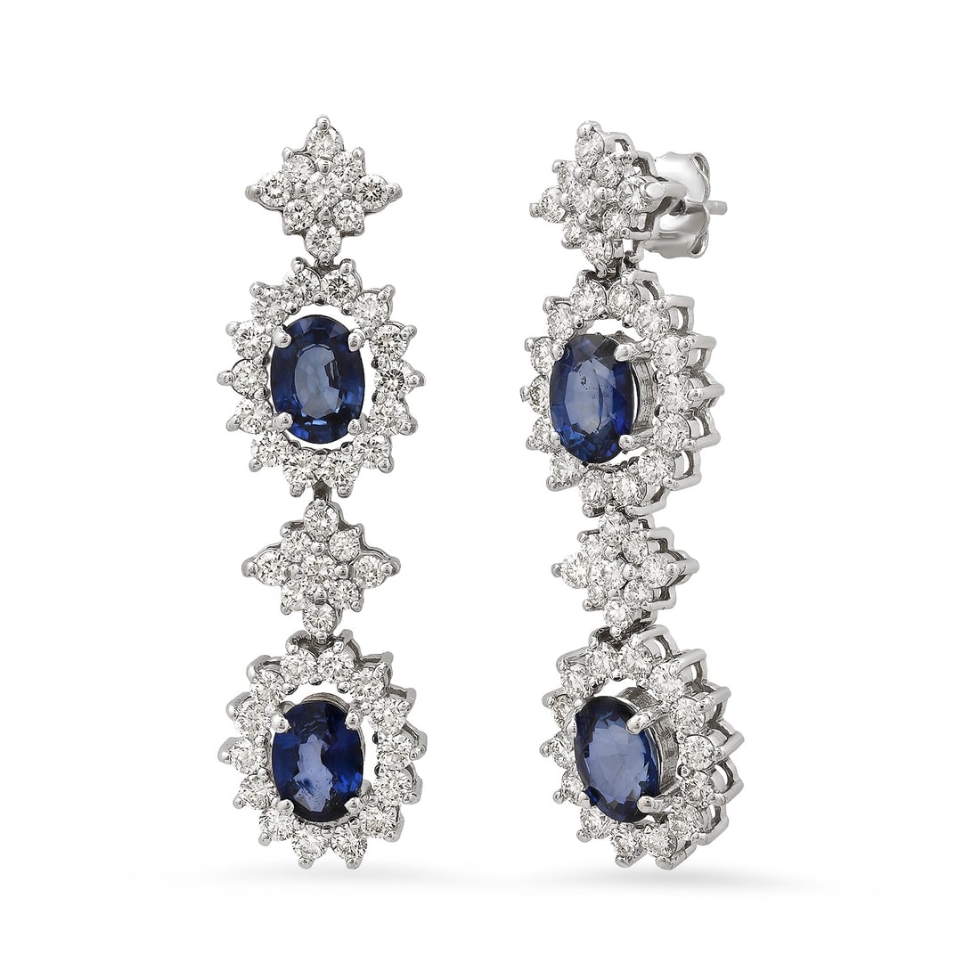 14K White Gold Setting with 3.62ct Sapphire and 2.90ct Diamond Earrings: Retail: $17,425.00 ****** 14K White Gold Setting with 3.62ct Sapphire and 2.90ct Diamond Earrings ****** Metal: 14K White Gold / Total Item Weight: 8.2 Grams / Country Made: United States / / Main Sto