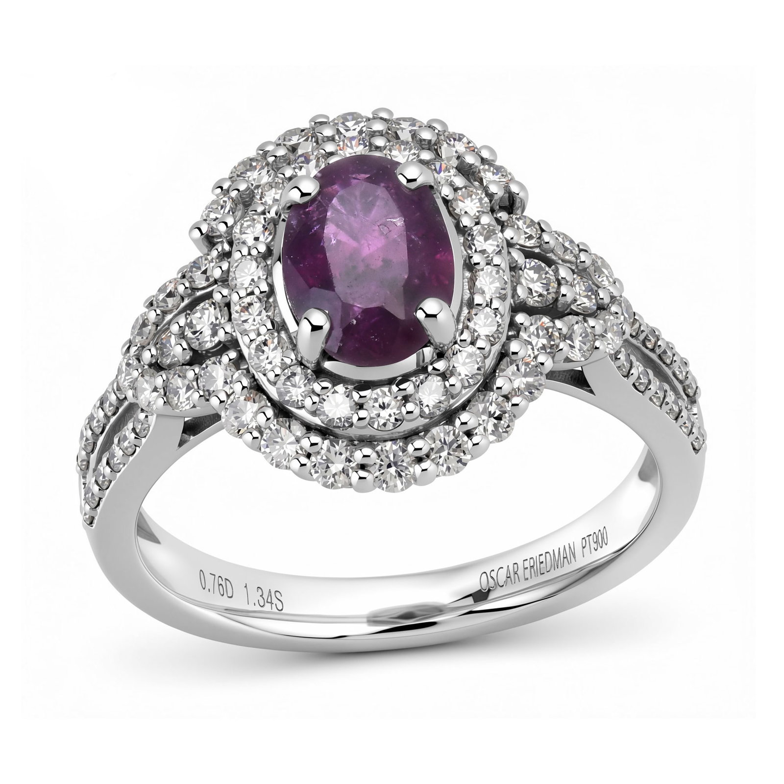 Platinum Ladies Ring with 1.34ct GIA Certified Kashmir Sapphire and 0.76tcw Adjacent Diamonds