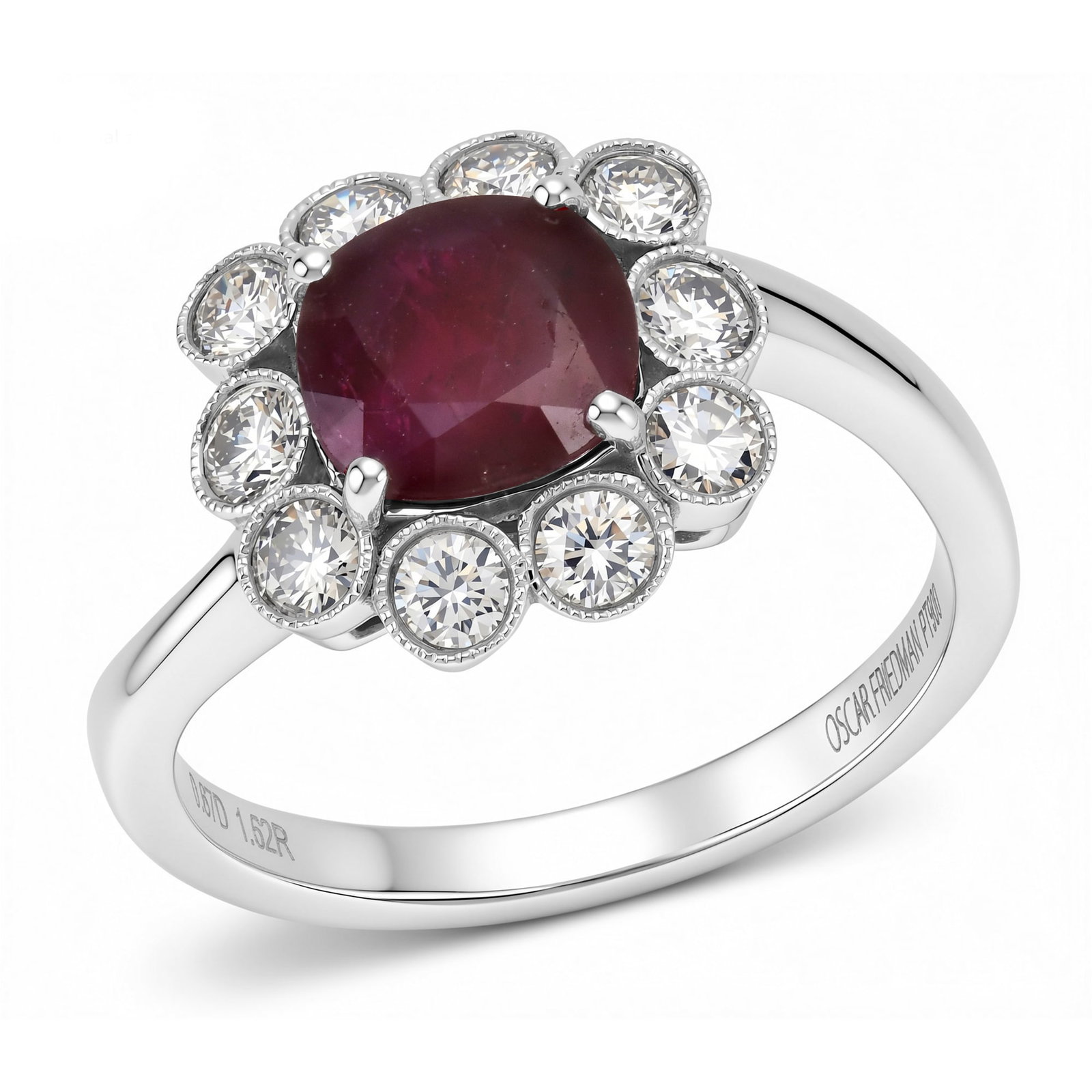 Platinum Ladies Ring with 1.62ct GIA Certified Ruby and 0.67tcw Adjacent Diamonds: Retail: $15,870.00 ****** Platinum Ladies Ring with 1.62ct GIA Certified Ruby and 0.67tcw Adjacent Diamonds ****** Size: 7 / Metal: Platinum / Total Item Weight: 5.0 Grams / Country Made: United State
