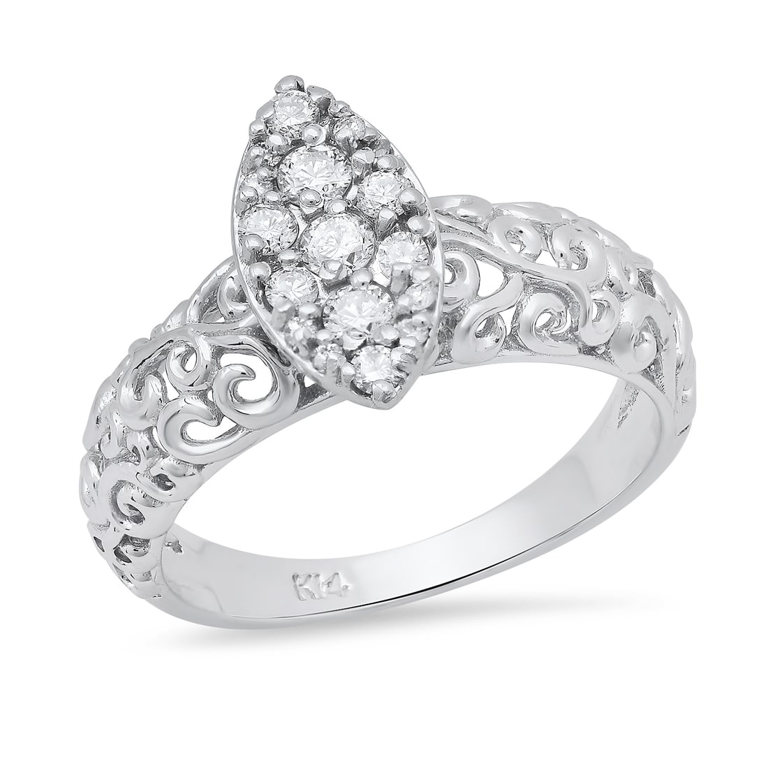 14K White Gold Setting with 0.43ct Diamond Ladies Ring: Retail: $3,800.00 ****** 14K White Gold Setting with 0.43ct Diamond Ladies Ring ****** Size: 7(we offer free resizing to winning bidders) / Metal: 14K White Gold / Total Item Weight: 3.9 Grams / Count