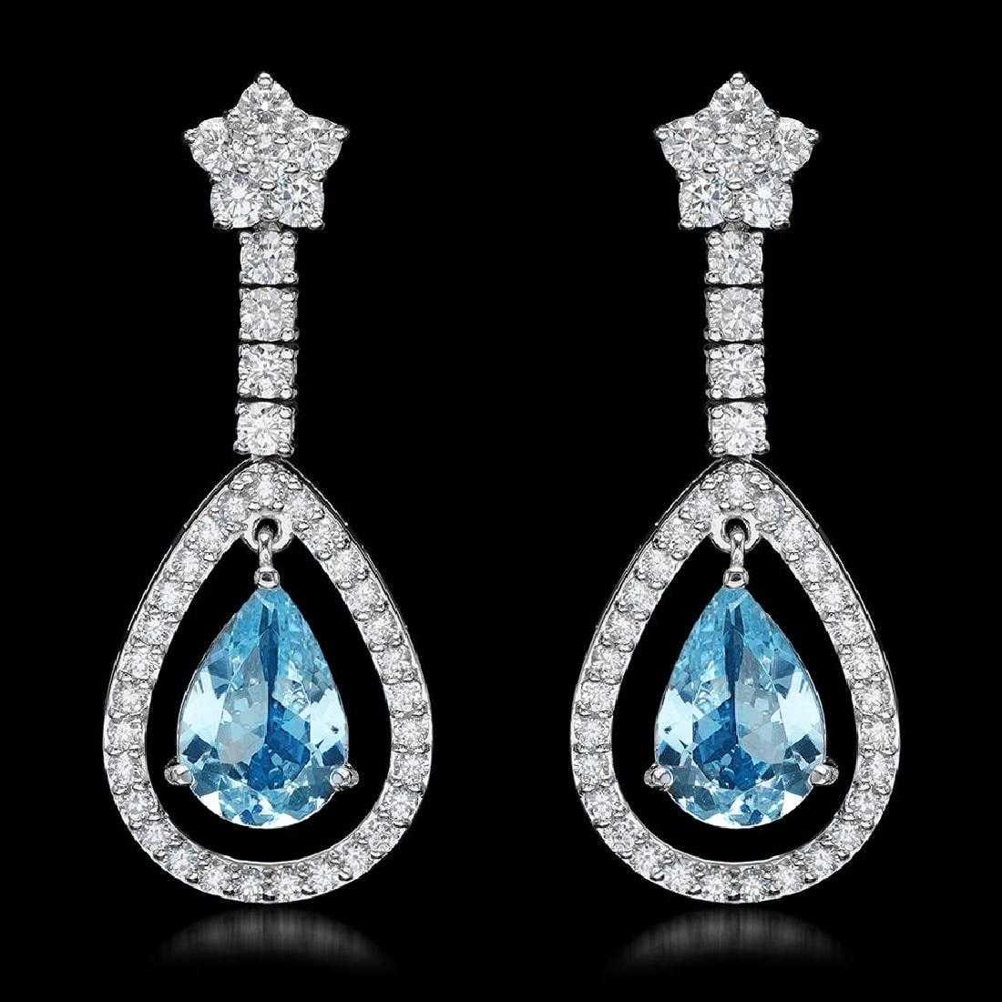 14K White Gold 4.58ct Aquamarine and 2.66ct Diamond Earrings: Retail: $12,350.00 ****** 14K White Gold 4.58ct Aquamarine and 2.66ct Diamond Earrings ****** Metal: 14K White Gold / Total Item Weight: 8.2 Grams / Country Made: United States / / Main Stone: