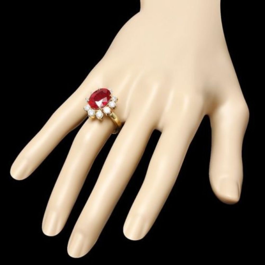 14K Yellow Gold7.86ct Ruby and 1.38ct Diamond Ring - 3