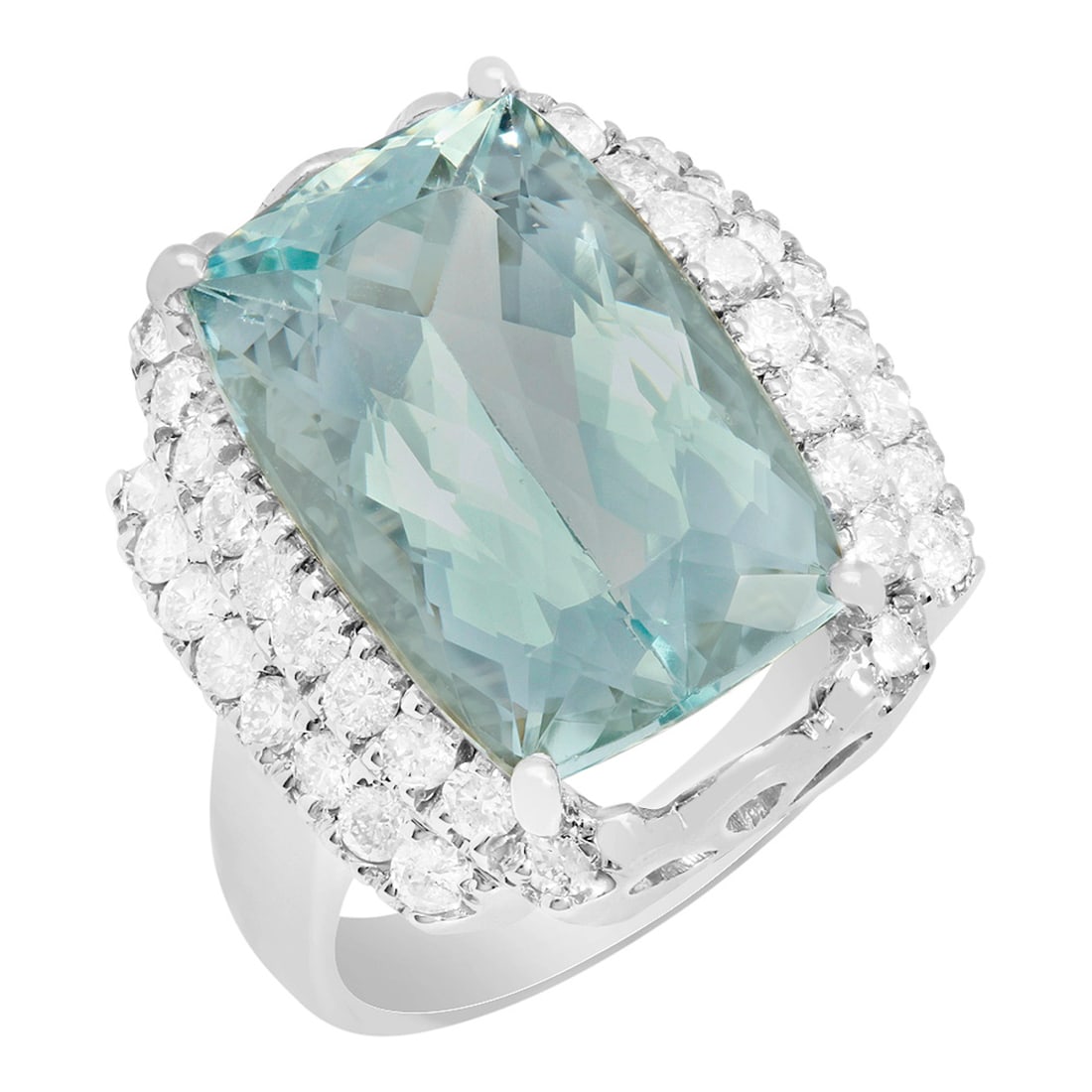 14k White Gold 9.66ct Aquamarine 1.01ct Diamond Ring (1 of 5)