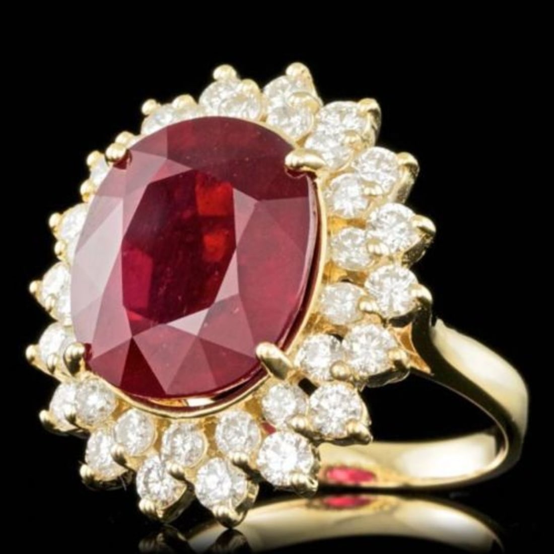 14K Yellow Gold 12.17ct Ruby and 1.92ct Diamond Ring - 2