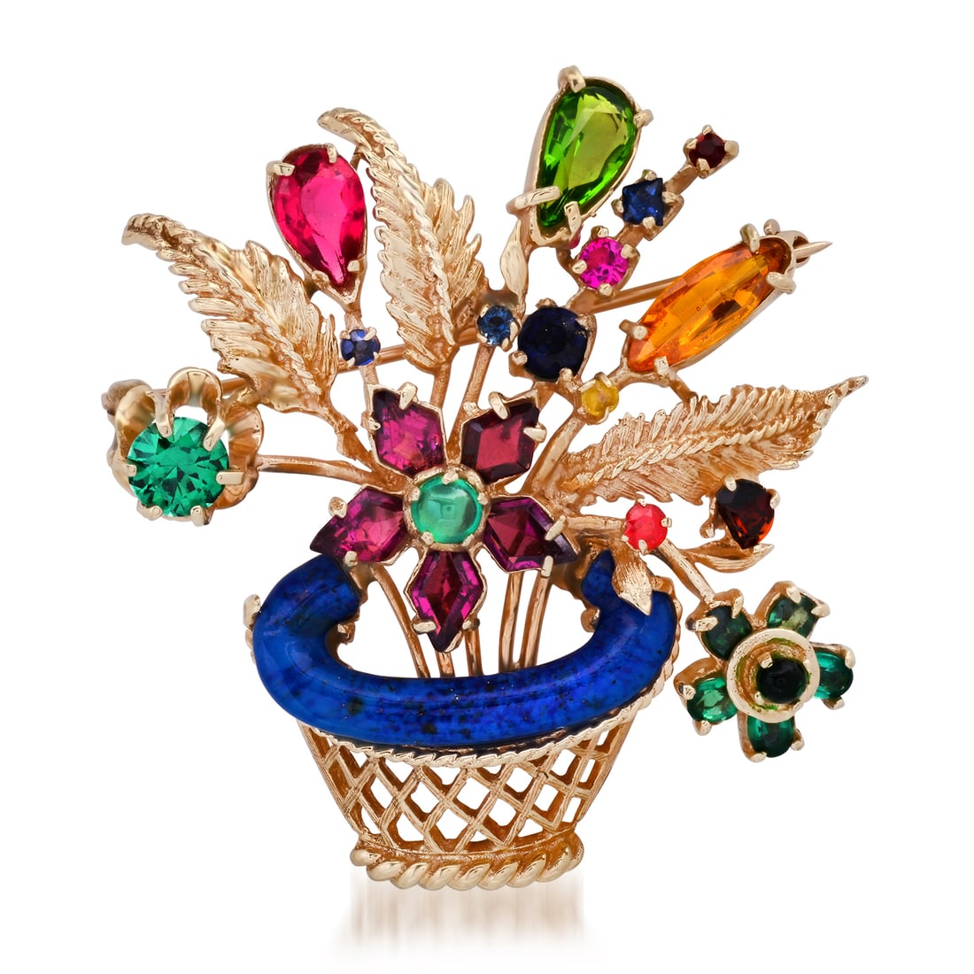 14K Yellow Gold Setting with Various Gemstones Ladies Pin/Broach (1 of 4)