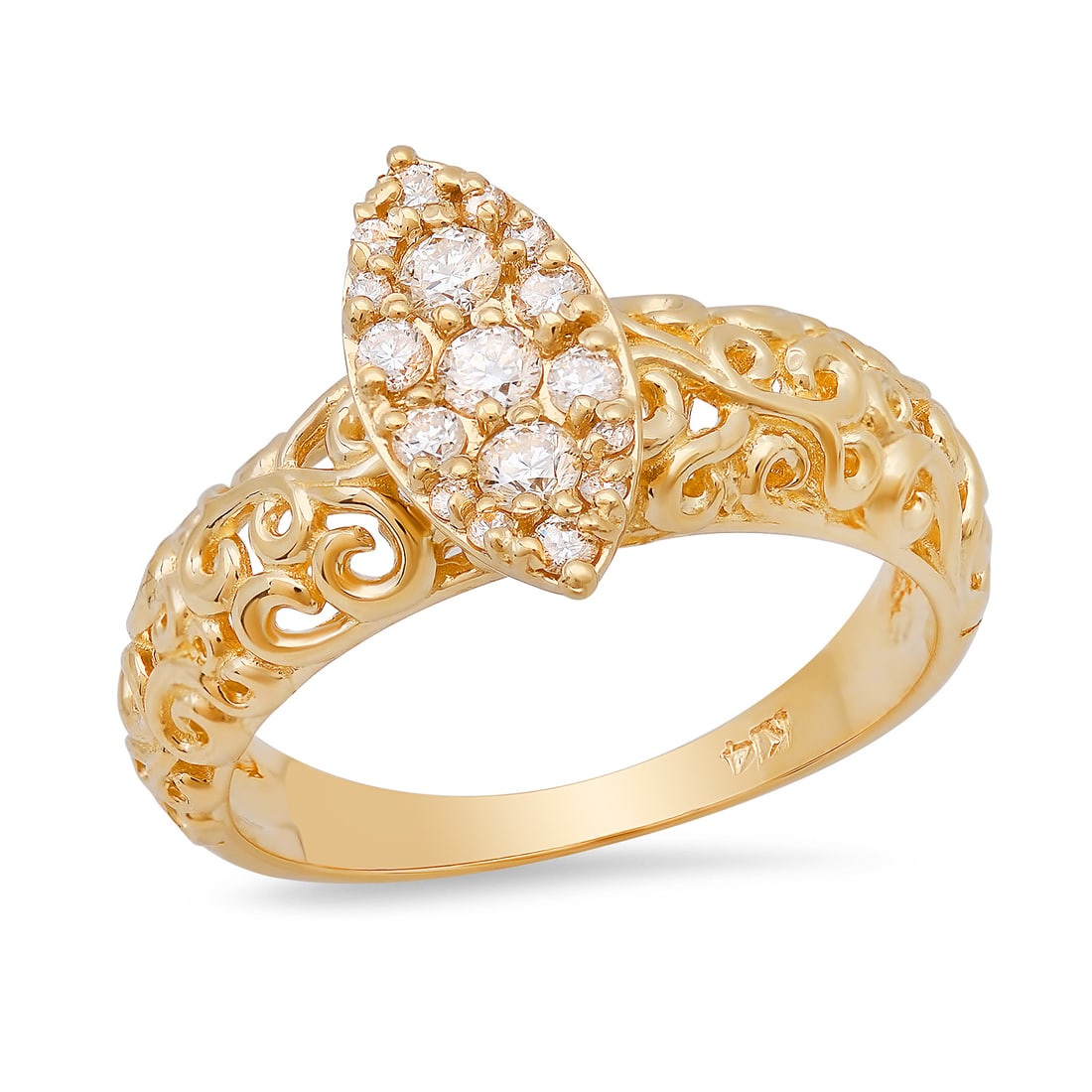 14K Yellow Gold Setting with 0.43ct Diamond Ladies Ring: Retail: $3,800.00 ****** 14K Yellow Gold Setting with 0.43ct Diamond Ladies Ring ****** Size: 7(we offer free resizing to winning bidders) / Metal: 14K Yellow Gold / Total Item Weight: 4.0 Grams / Cou