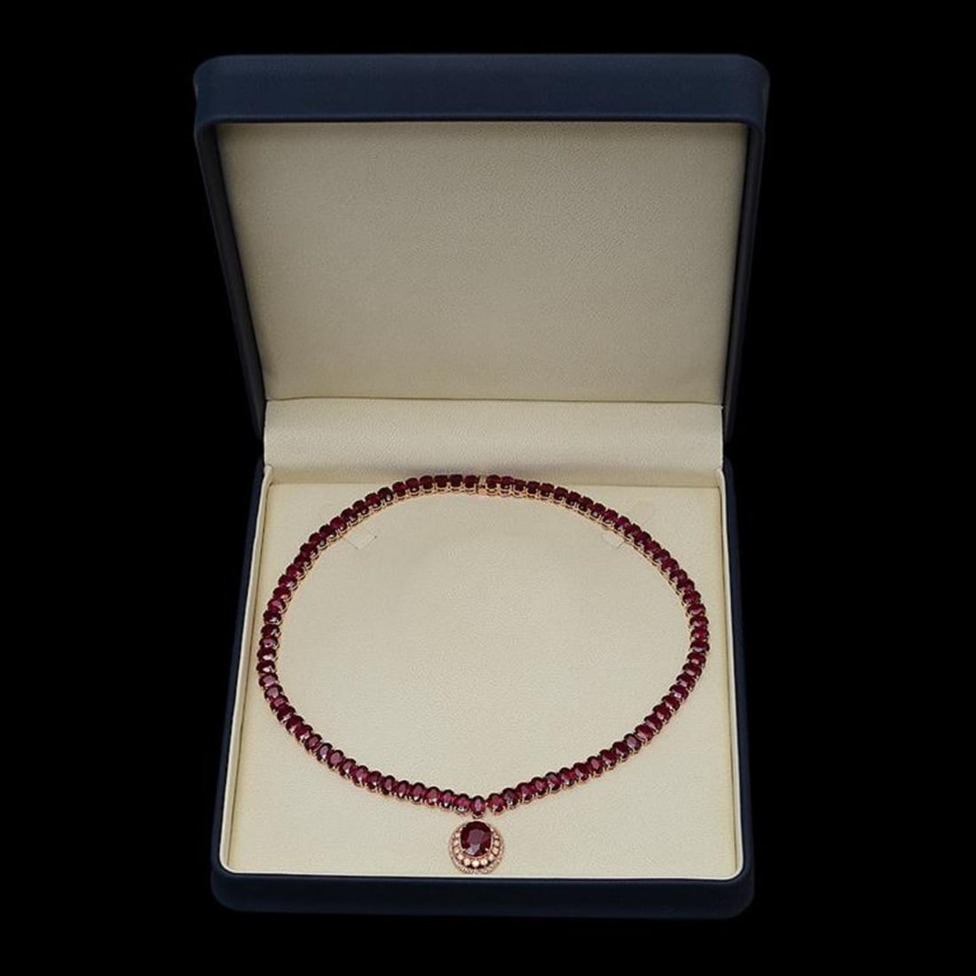 14K Gold 115.49ct Ruby 1.38ct Diamond Necklace - 3