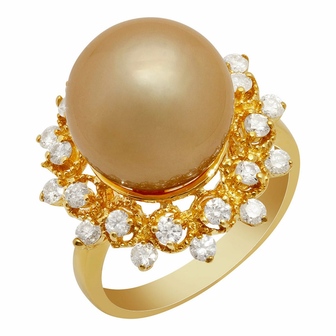 14k Yellow Gold 12mm Pearl 0.78ct Diamond Ring: Retail: $7,335.00 ****** 14k Yellow Gold 12mm Pearl 0.78ct Diamond Ring ****** Metal: 14k Solid Yellow Gold / Total Item Weight: 7.90 grams / Country Made: United States / / Main Stone: Pearl / Color:
