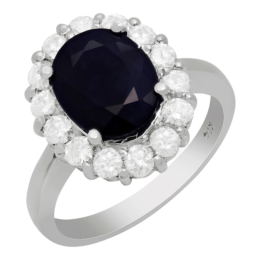 14k White Gold 3.18ct Sapphire 0.92ct Diamond Ring: Retail: $6,600.00 ****** 14k White Gold 3.18ct Sapphire 0.92ct Diamond Ring ****** Metal: 14K White Gold / Total Item Weight: 5.90 grams / Country Made: United States / / Main Stone: Sapphire / Color: