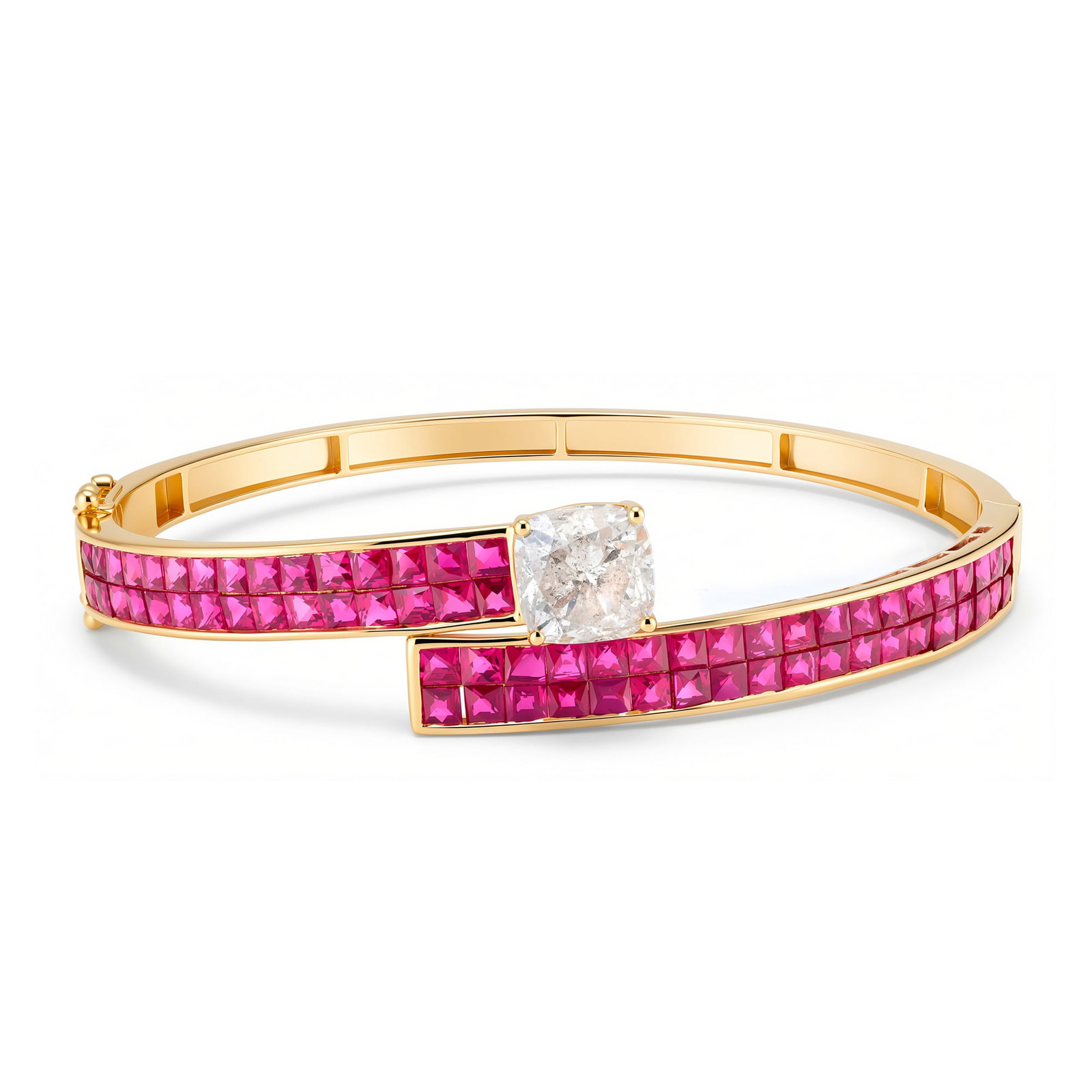 18K Yellow Gold Ladies Oscar Friedman" Designor Bracelet with 3.78ct Diamond and 10.30tcw Rubies": Retail: $91,885.00 ****** 18K Yellow Gold Ladies Oscar Friedman" Designor Bracelet with 3.78ct Diamond and 10.30tcw Rubies ****** Size: 7" / Metal: 18K Yellow Gold / Total Item Weight: 16.9 Grams / Co