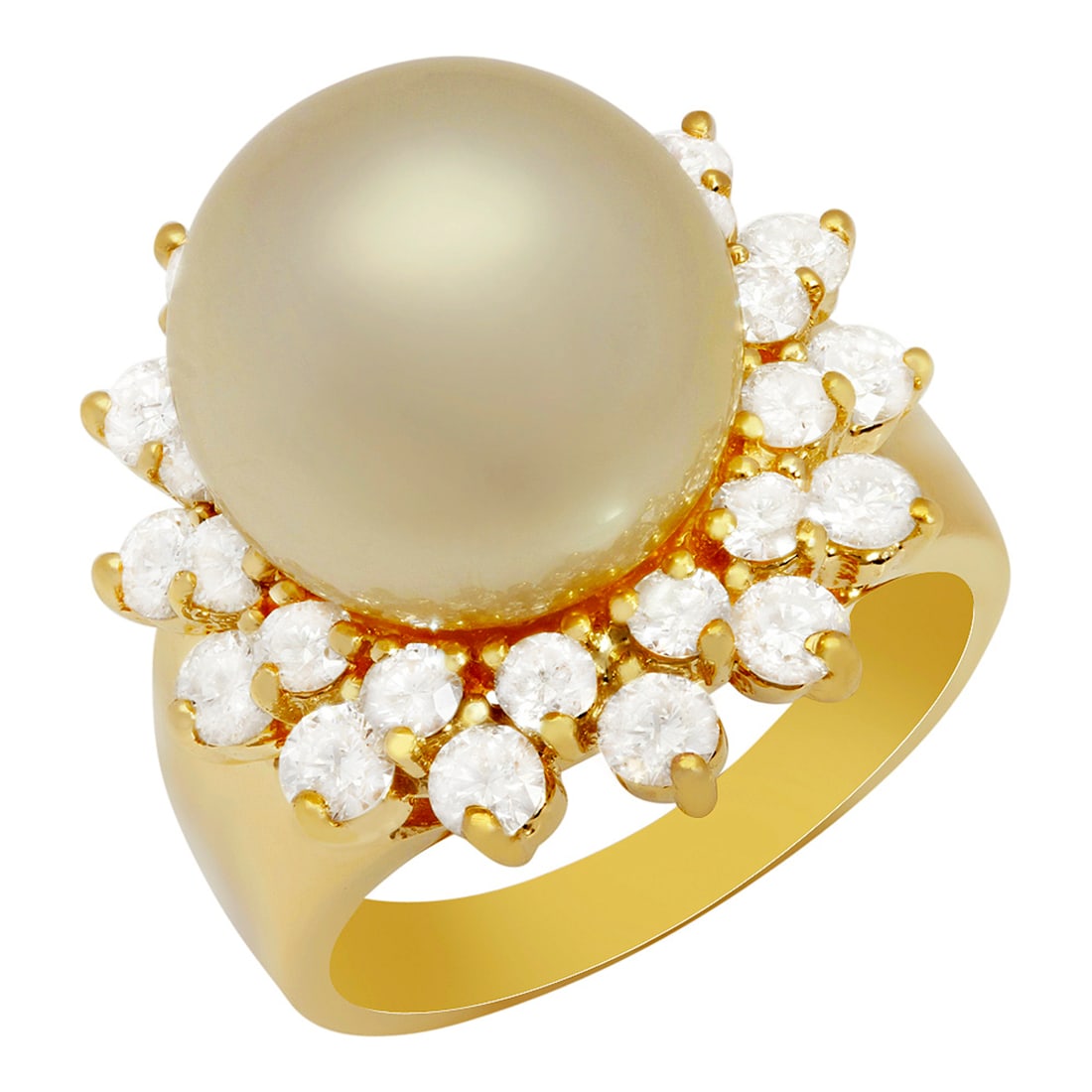 14k White Gold 13mm Pearl 1.80ct Diamond Ring: Retail: $9,360.00 ****** 14k White Gold 13mm Pearl 1.80ct Diamond Ring ****** Metal: 14k Solid Yellow Gold / Total Item Weight: 11.80 grams / Country Made: United States / / Main Stone: Pearl /