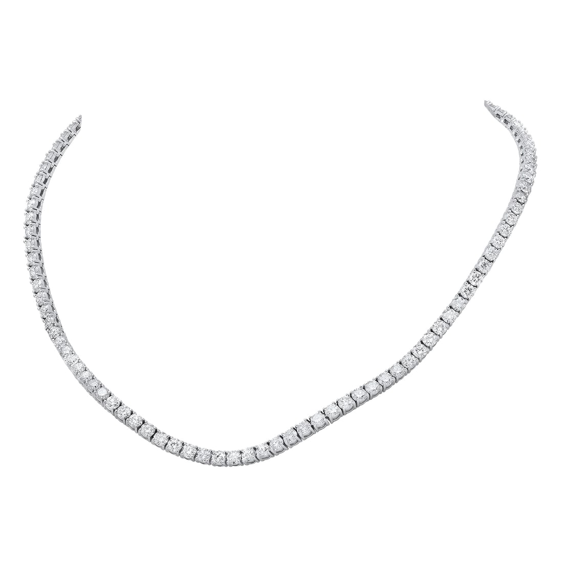 18K White Gold and 21.75ct Diamond Necklace: Retail: $125,600.00 ****** 18K White Gold and 21.75ct Diamond Necklace ****** Metal: 18K White Gold / Total Item Weight: 32.3 Grams / Country Made: United States / / Main Stone: Diamond / Carat Total