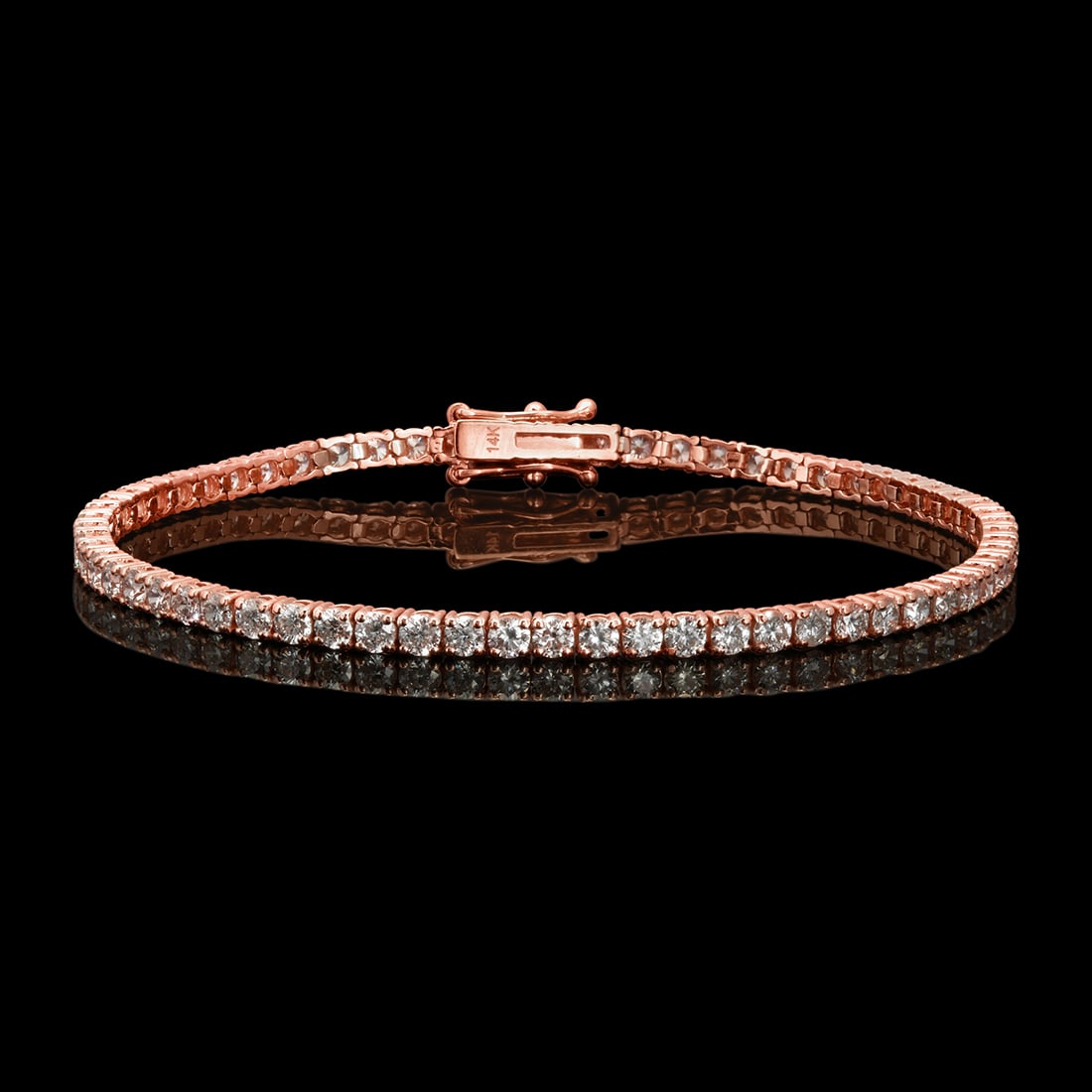 14k Rose Gold 4.84ct Diamond Bracelet: Retail: $15,641.00 ****** 14k Rose Gold 4.84ct Diamond Bracelet ****** Size: 7 / Metal: 14k Rose Gold / Total Item Weight: 7.7 Grams / Country Made: United States / / Main Stone: Diamond / Color: